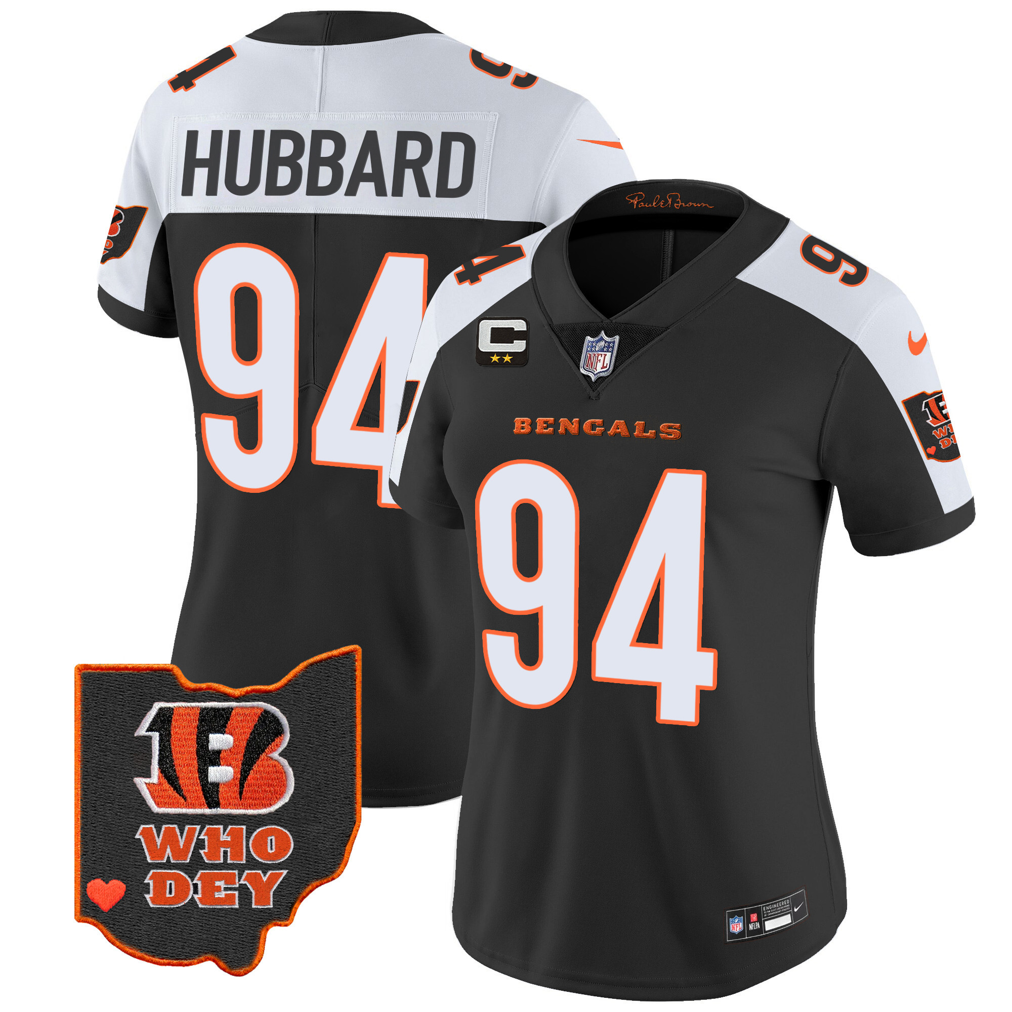 Sam Hubbard Women's Cincinnati Bengals Ohio Patch Vapor Limited Alternate Jersey - All Stitched