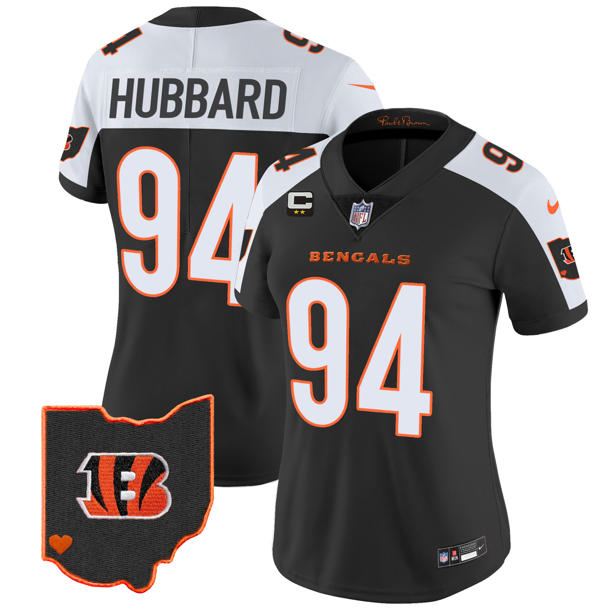 Sam Hubbard Women's Cincinnati Bengals Ohio Patch Vapor Limited Alternate Jersey - All Stitched