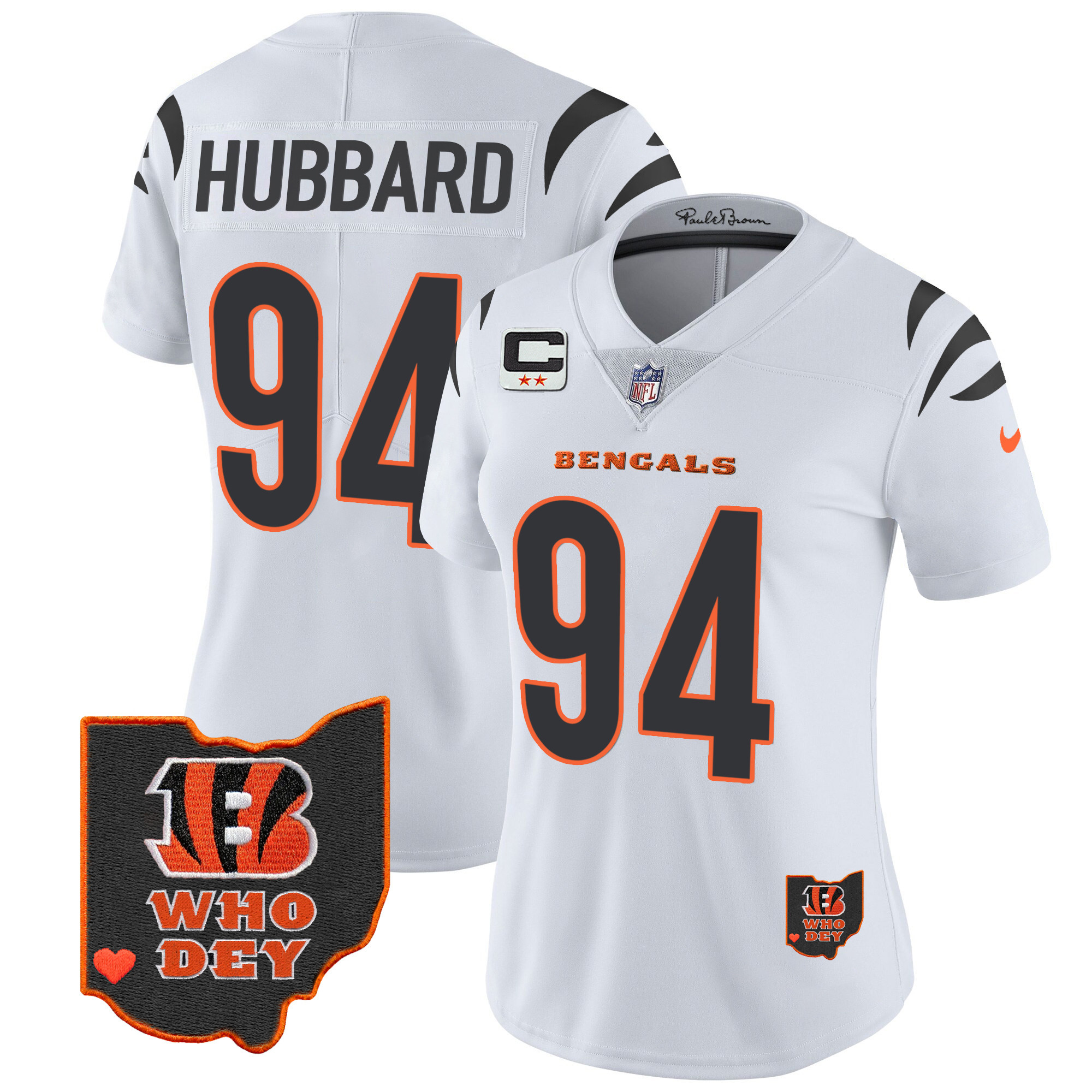 Sam Hubbard Women's Cincinnati Bengals Ohio Patch Vapor Limited White Jersey - All Stitched