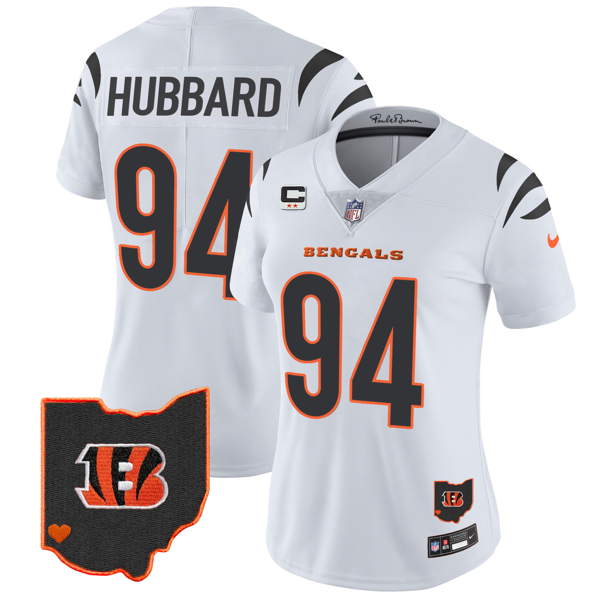 Sam Hubbard Women's Cincinnati Bengals Ohio Patch Vapor Limited White Jersey - All Stitched