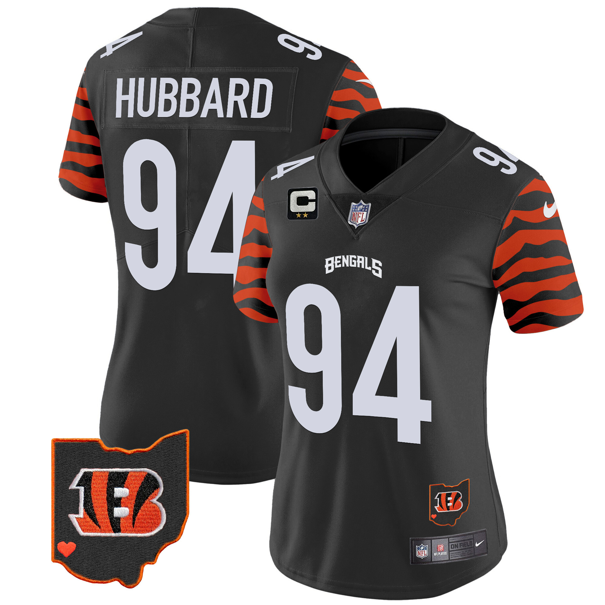 Sam Hubbard Women's Cincinnati Bengals Stripes Vapor Limited Black Jersey - All Stitched