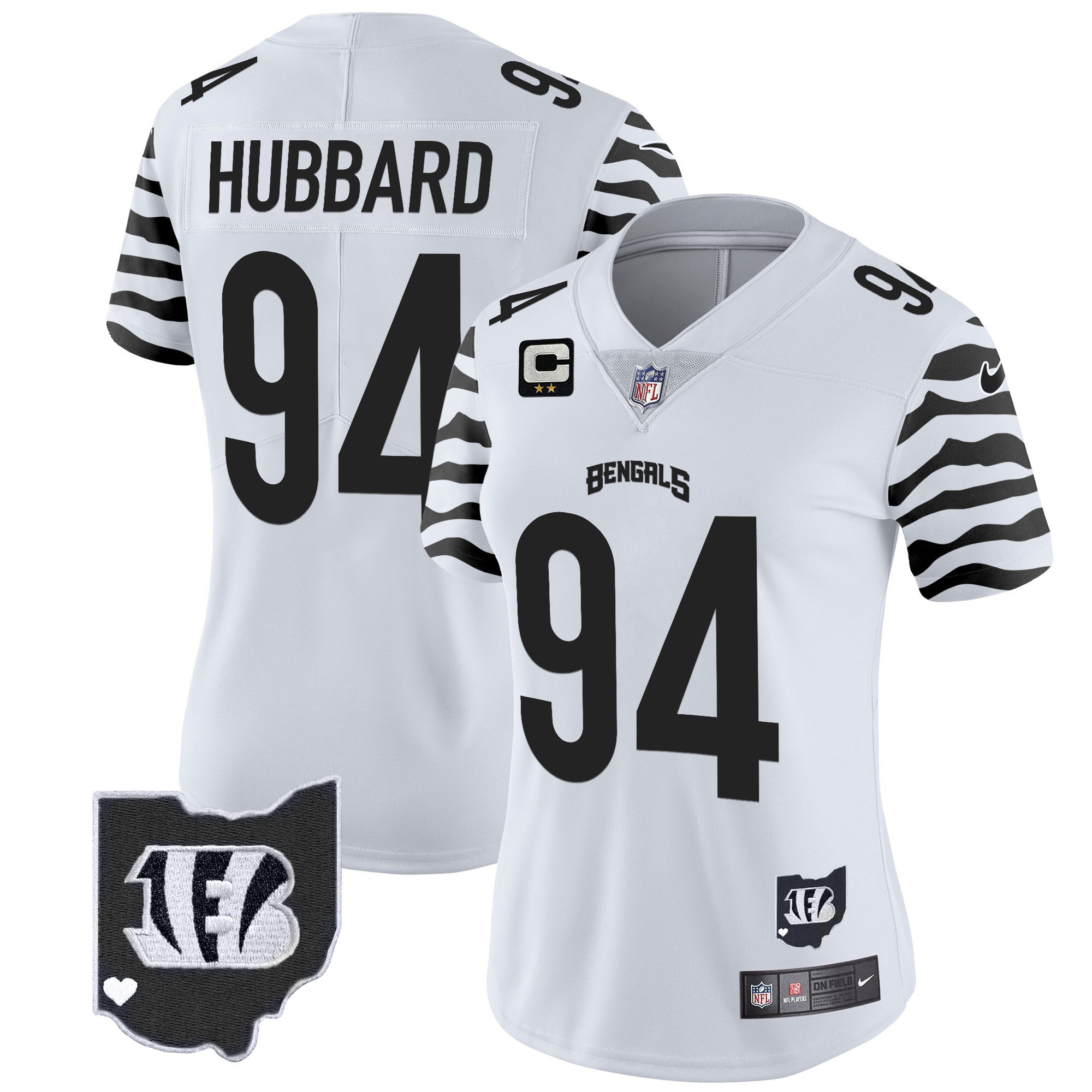 Sam Hubbard Women's Cincinnati Bengals Stripes Vapor Limited White Jersey - All Stitched