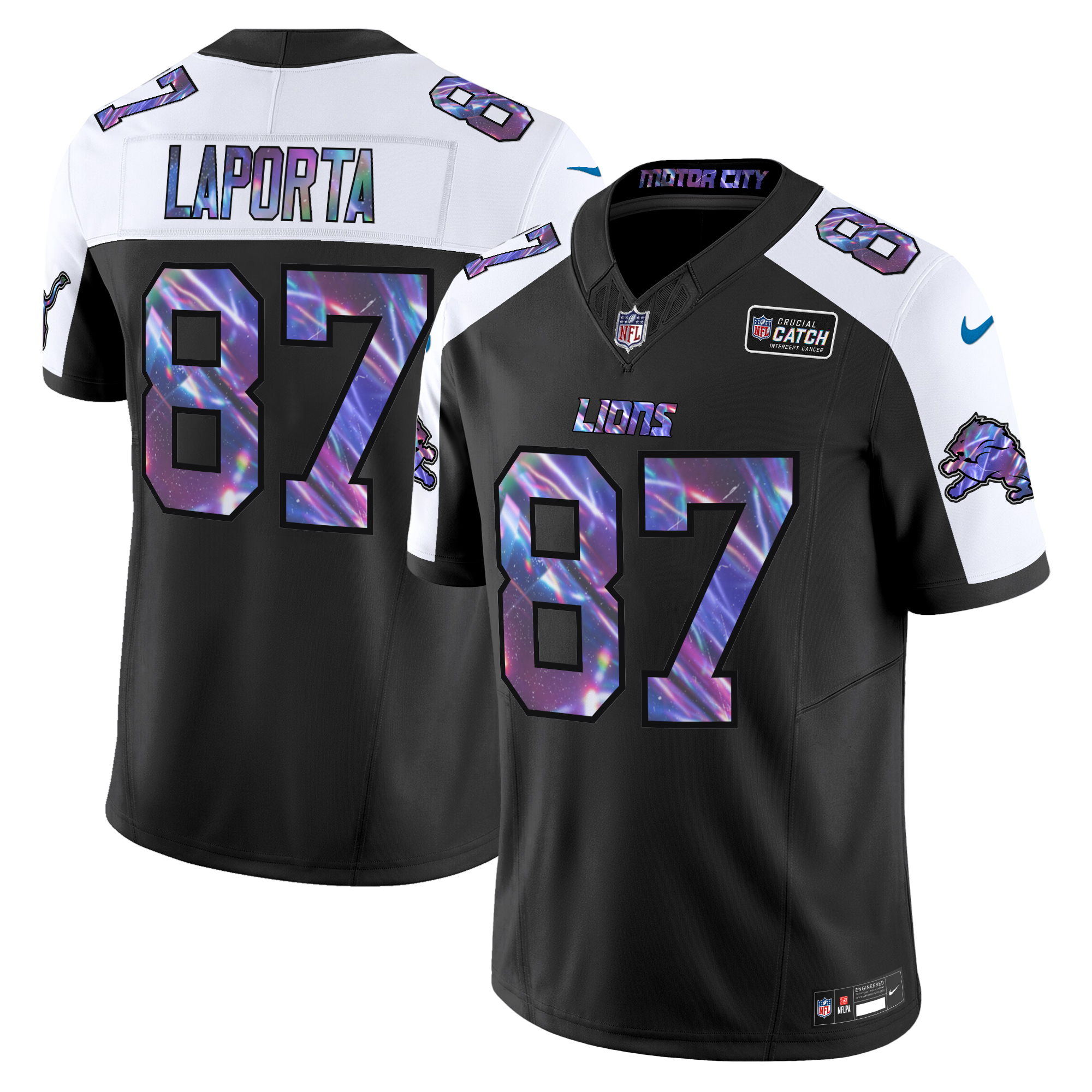 Sam Laporta Men's Detroit Lions 2024 Crucial Catch Vapor Limited Black Alternate Jersey - All Stitched