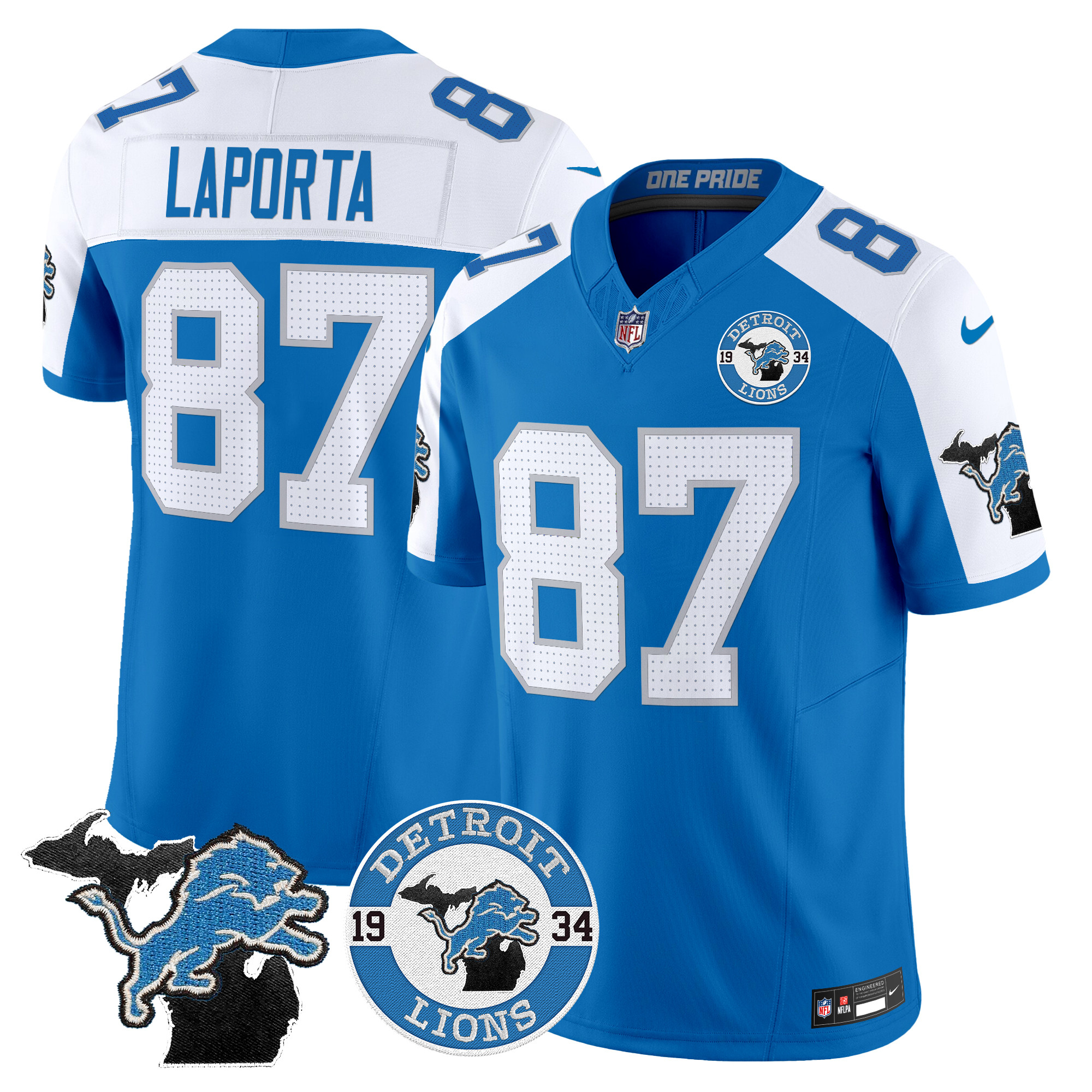Sam Laporta Men's Detroit Lions 2024 Vapor Limited Blue Alternate Jersey - All Stitched