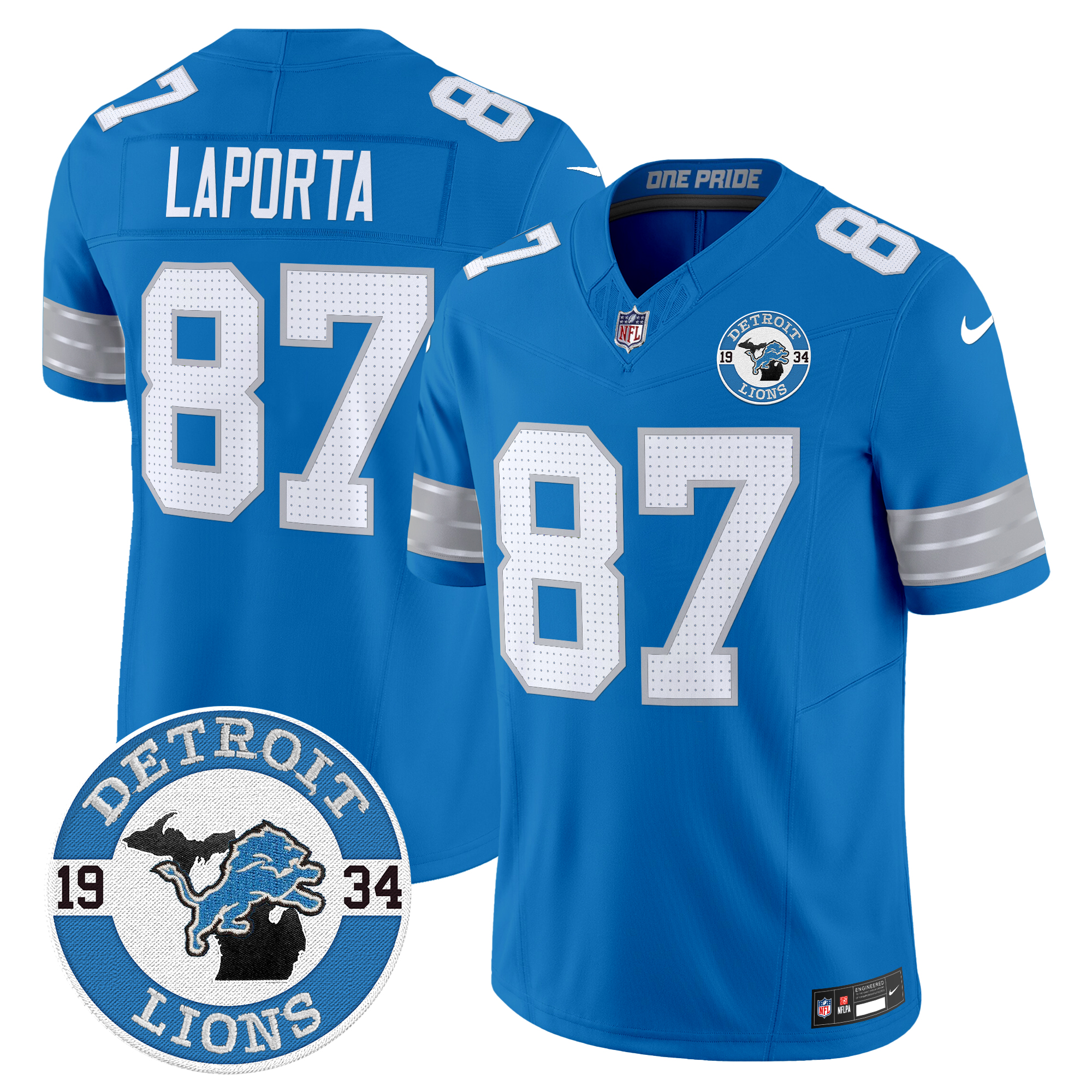 Sam Laporta Men's Detroit Lions 2024 Vapor Limited Blue Jersey - All Stitched