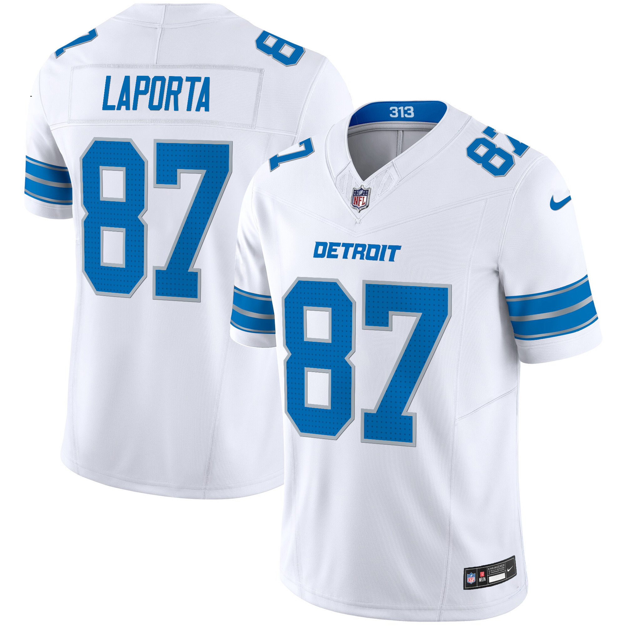 Sam Laporta Men's Detroit Lions 2024 Vapor Limited White Jersey - All Stitched