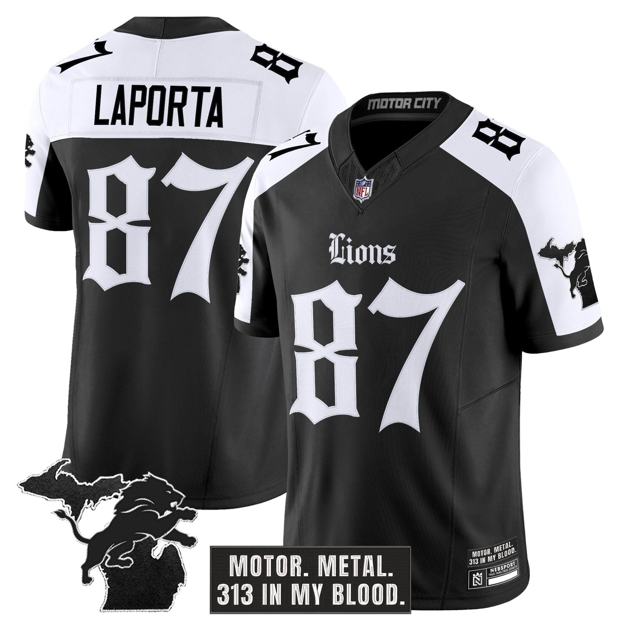 Sam Laporta Men's Detroit Lions 'Gothic Motor Grit Edition' Vapor Limited Alternate Jersey - All Stitched