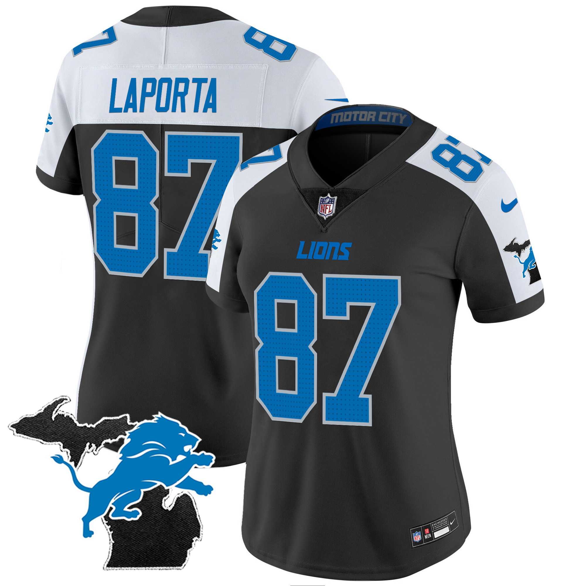 Sam Laporta Women's Detroit Lions 2024 Michigan Patch Vapor Alternate Jersey - All Stitched