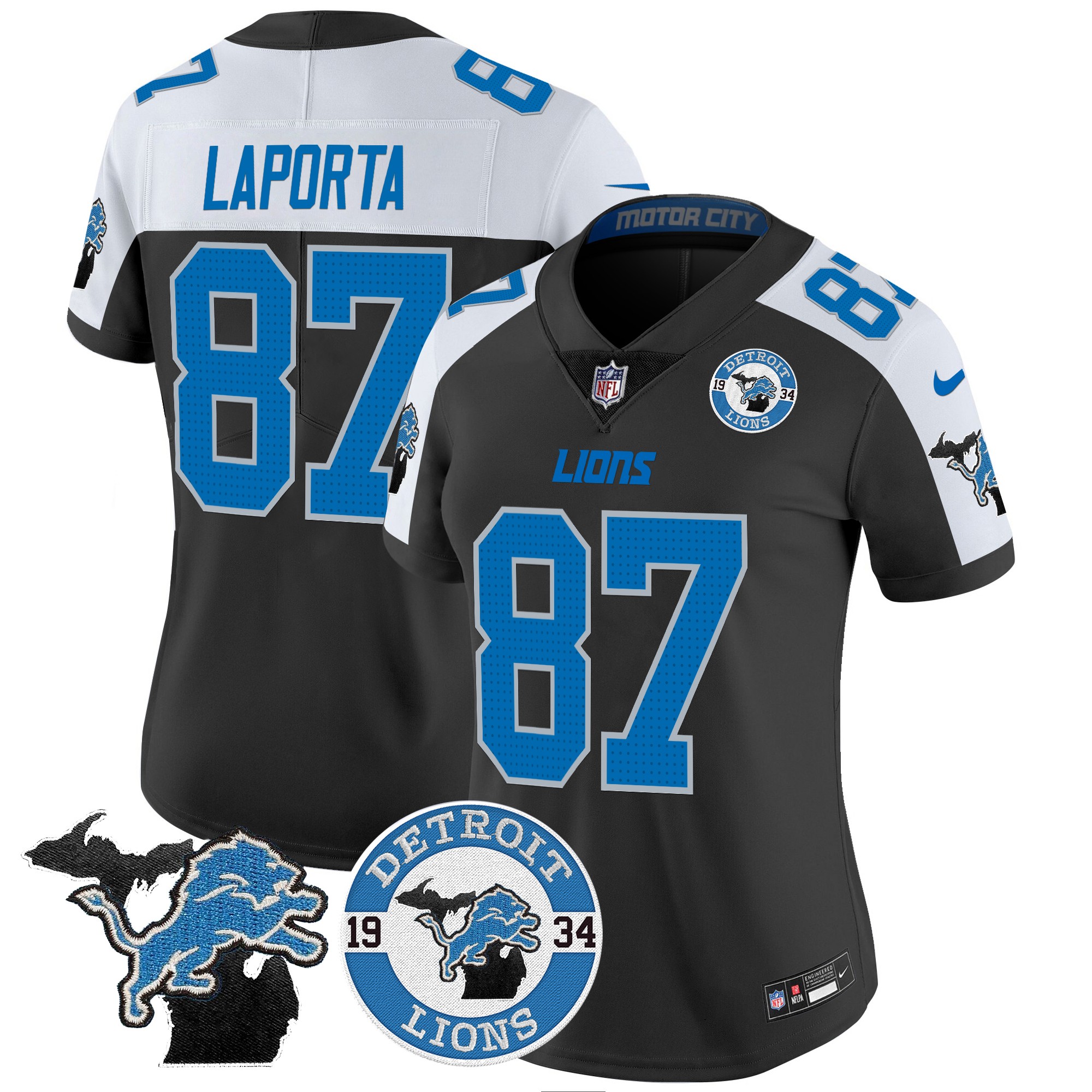 Sam Laporta Women's Detroit Lions 2024 Vapor Limited Black Alternate Jersey - All Stitched
