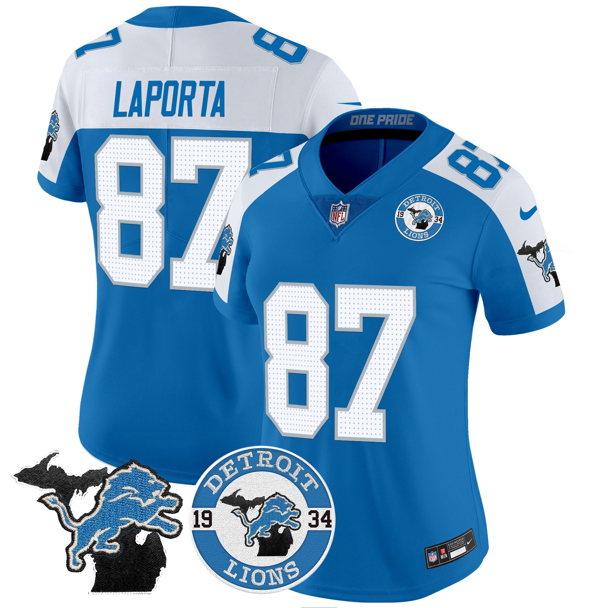 Sam Laporta Women's Detroit Lions 2024 Vapor Limited Blue Alternate Jersey - All Stitched