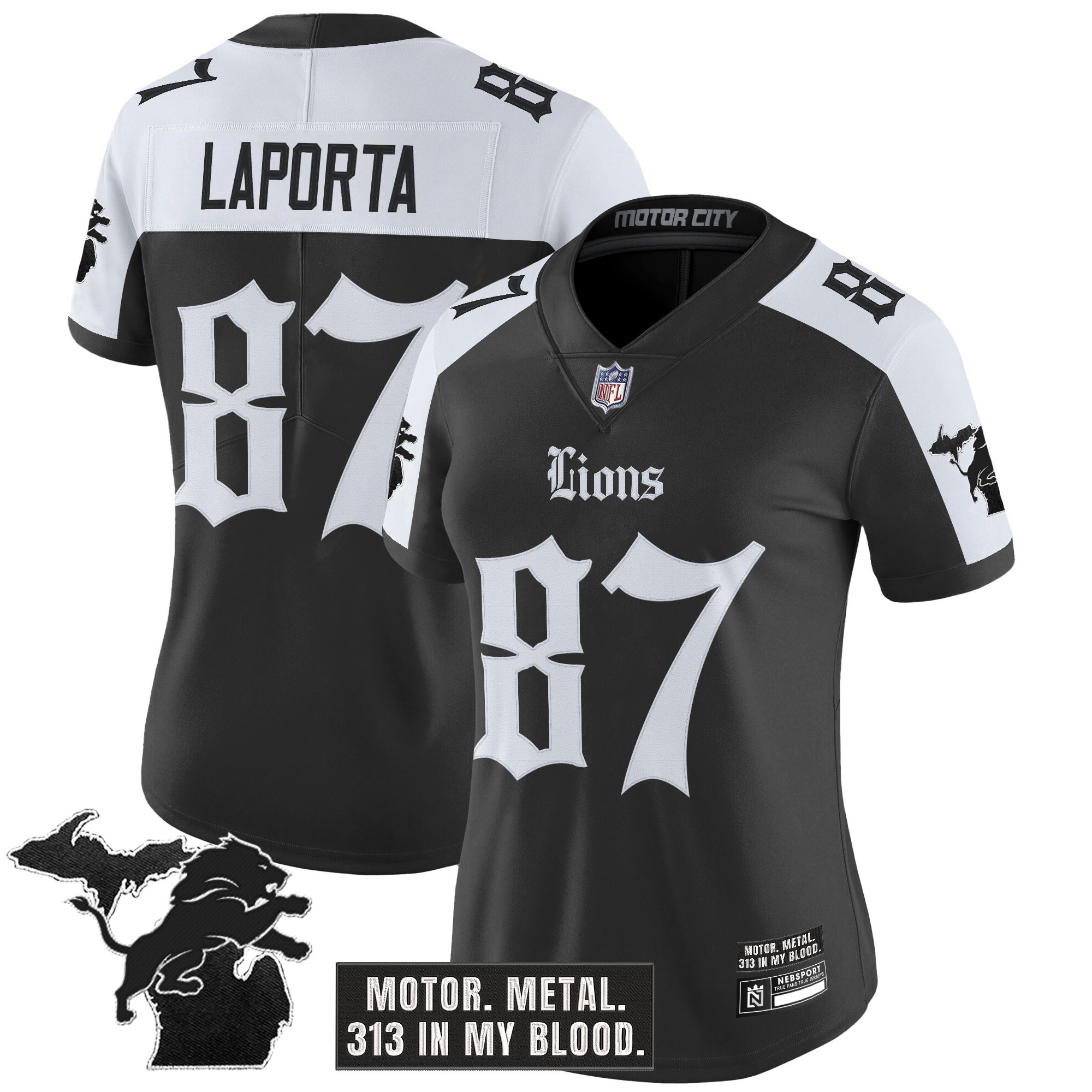 Sam Laporta Women's Detroit Lions 'Gothic Motor Grit Edition' Vapor Limited Alternate Jersey - All Stitched