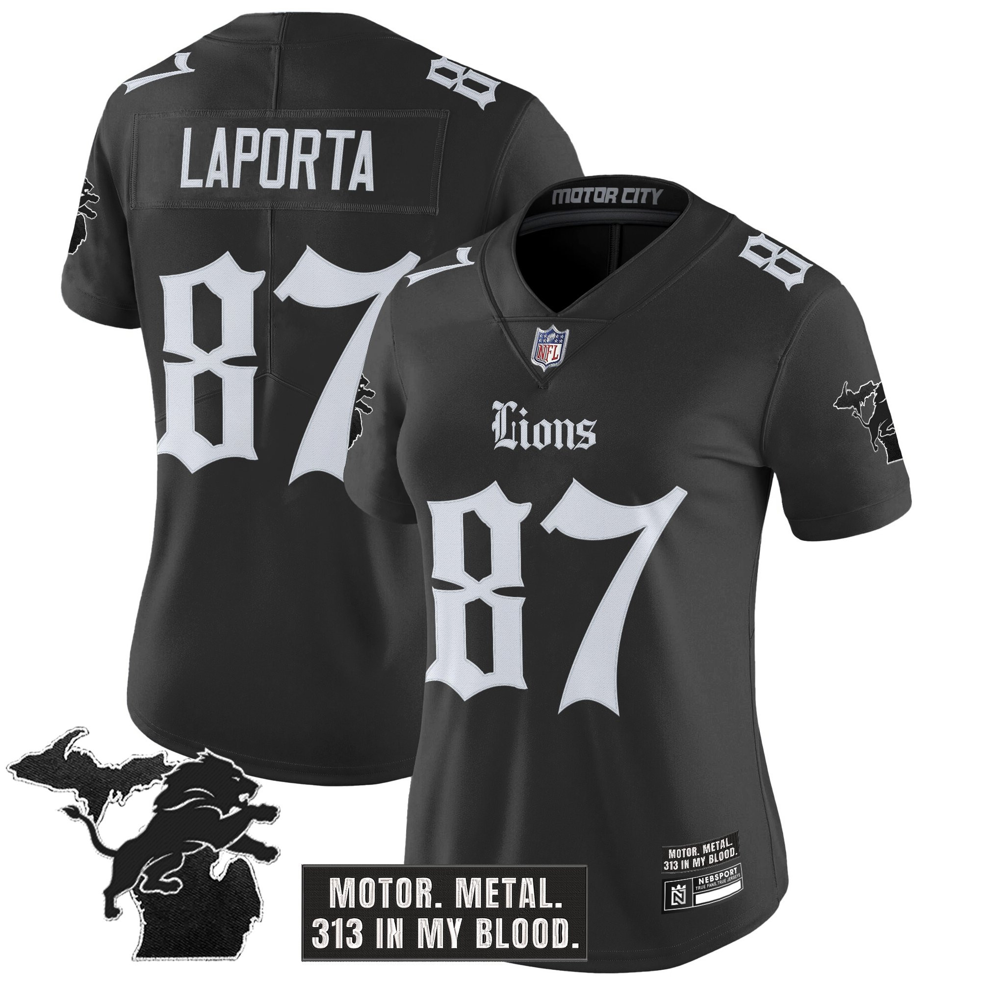 Sam Laporta Women's Detroit Lions 'Gothic Motor Grit Edition' Vapor Limited Black Jersey - All Stitched