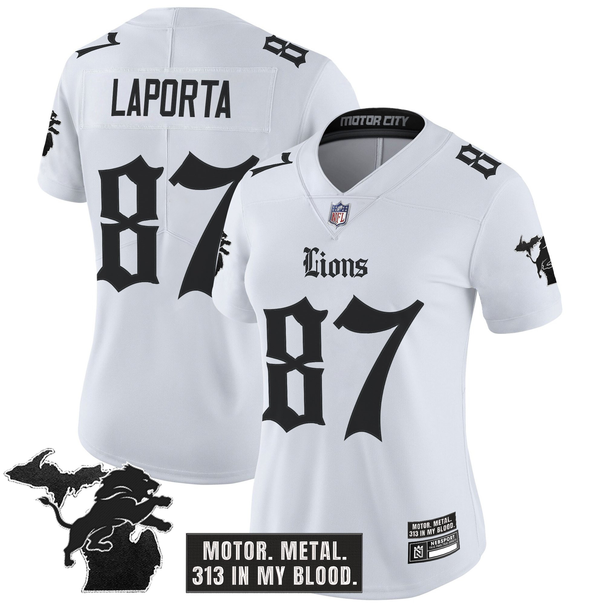 Sam Laporta Women's Detroit Lions 'Gothic Motor Grit Edition' Vapor Limited White Jersey - All Stitched