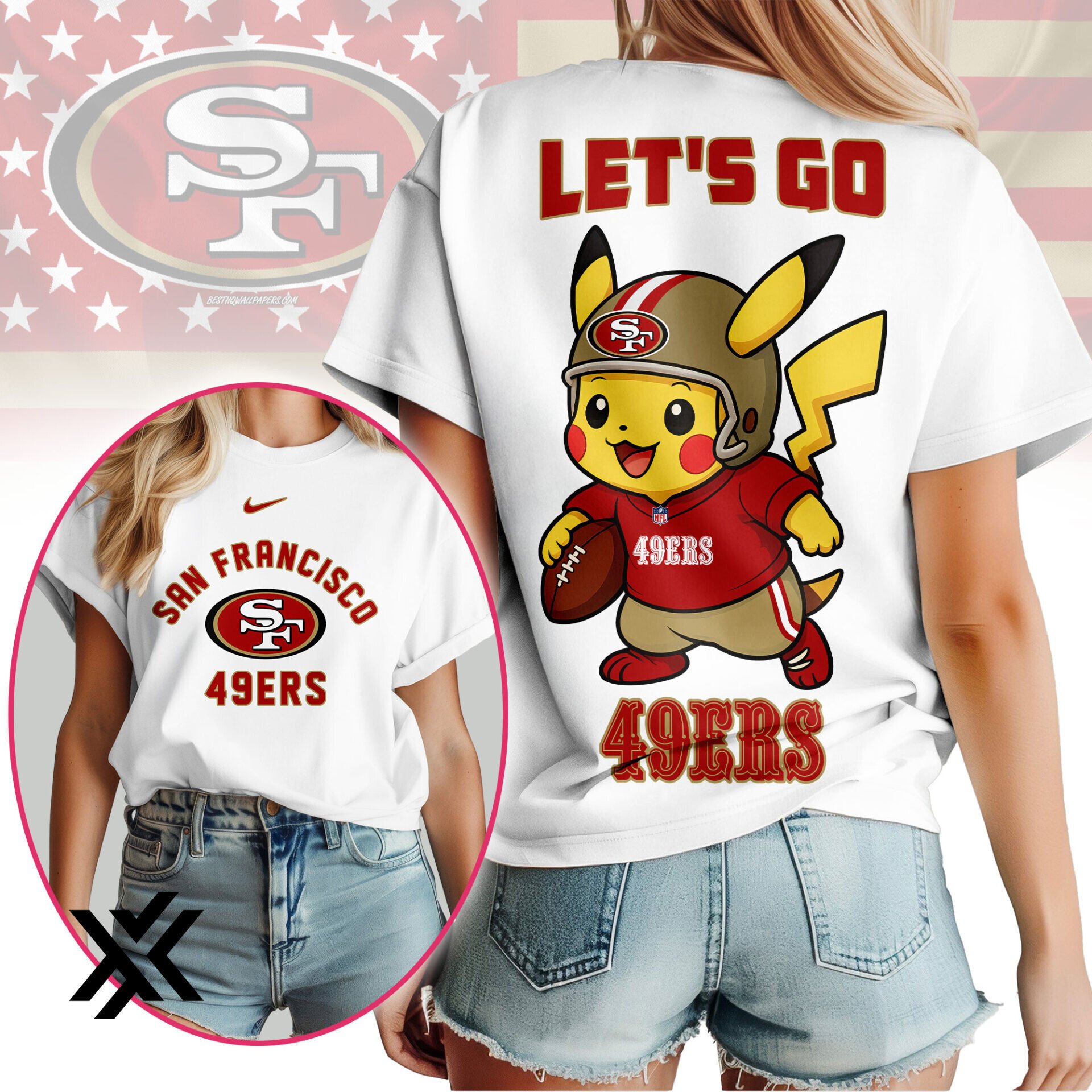 San Francisco 49ers NFL Pokemon 3D Shirt