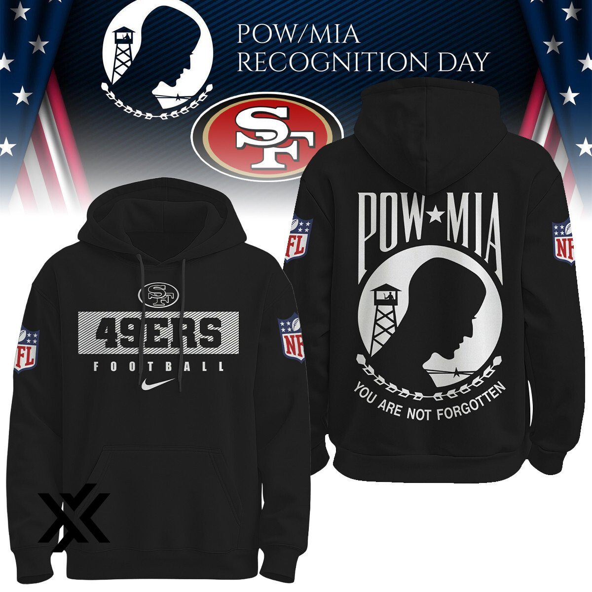 San Francisco 49ers NFL POW MIA Hoodie