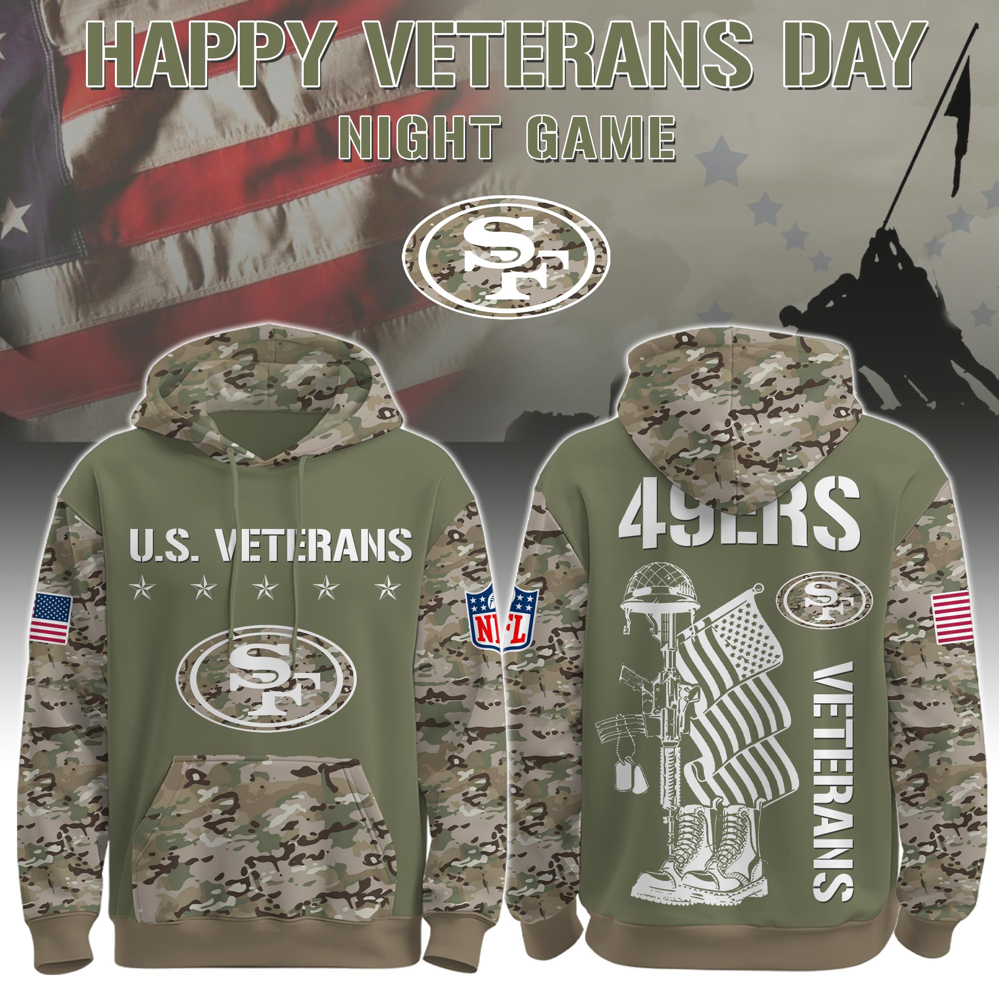 San Francisco 49ers - Veteran Day 2025 Hoodie Limited Edions