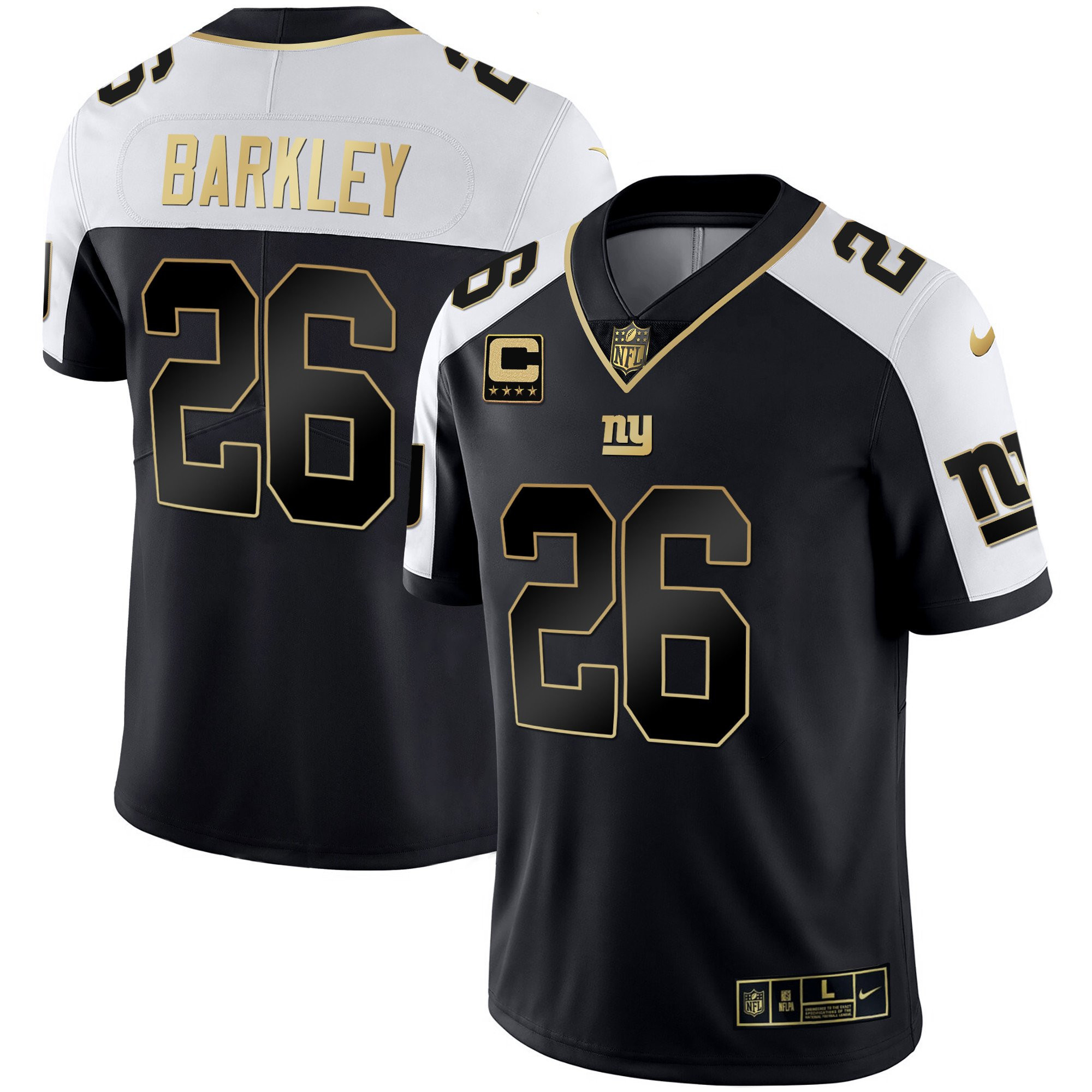Saquon Barkley Men's New York Giants Vapor Gold Alternate Jersey - All Stitched