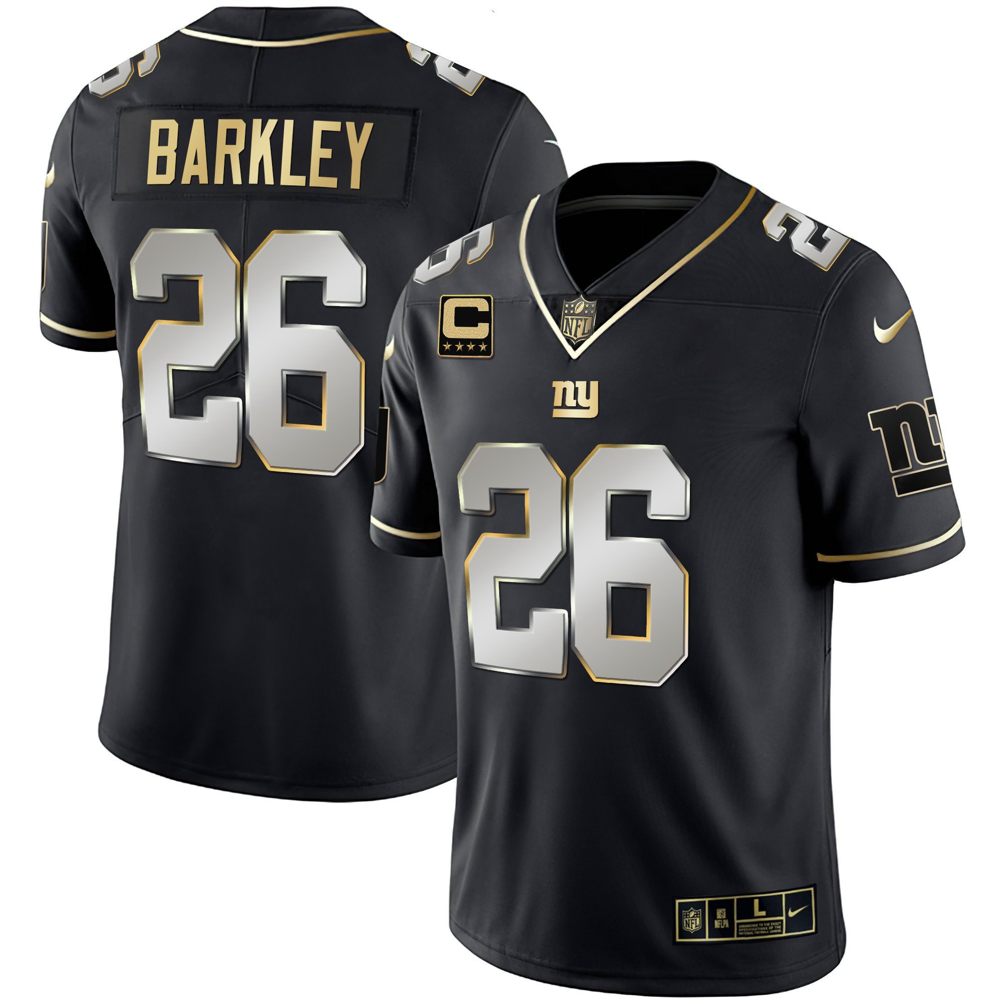 Saquon Barkley Men's New York Giants Vapor Gold Black Limited Jersey - All Stitched