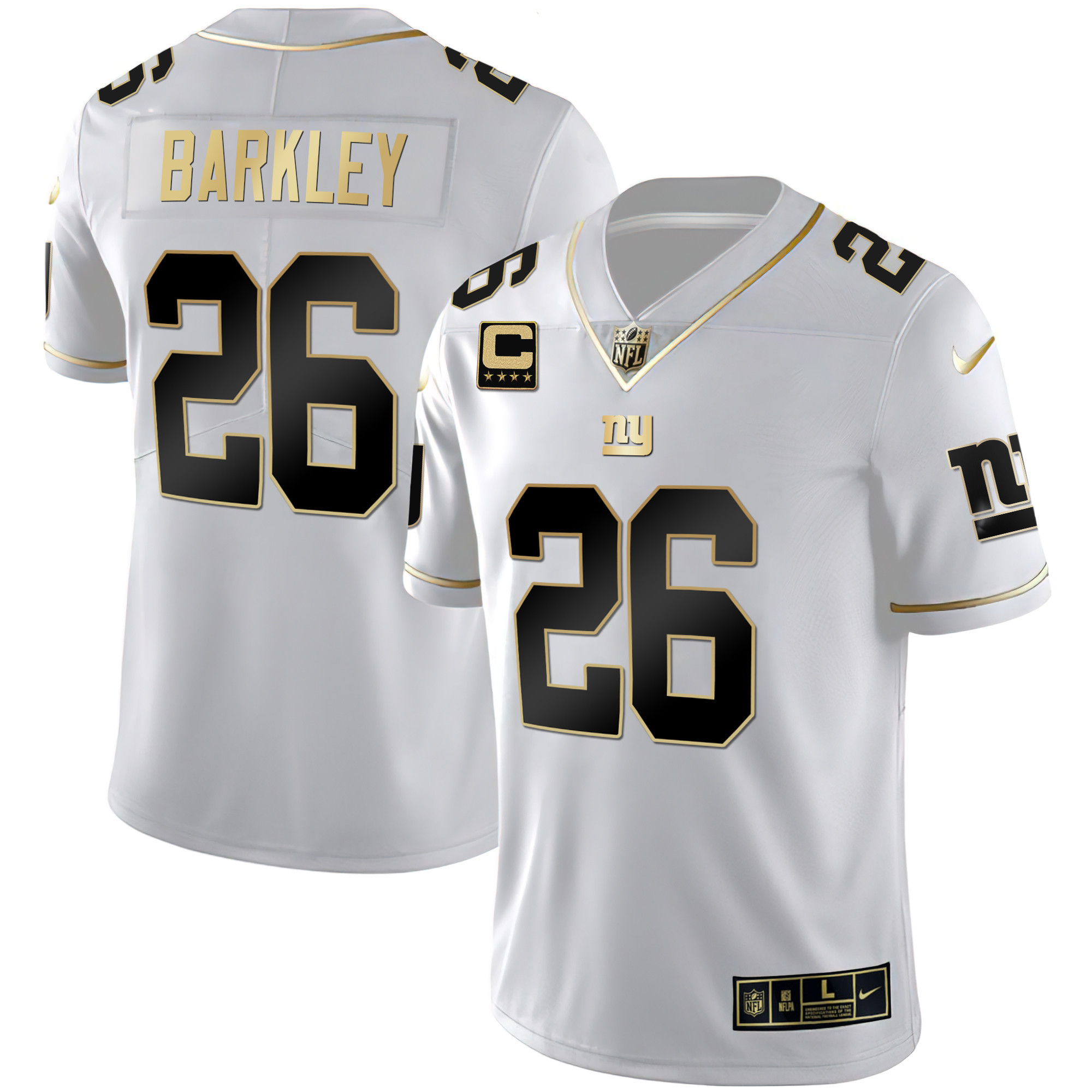 Saquon Barkley Men's New York Giants Vapor Gold White Gold Jersey - All Stitched