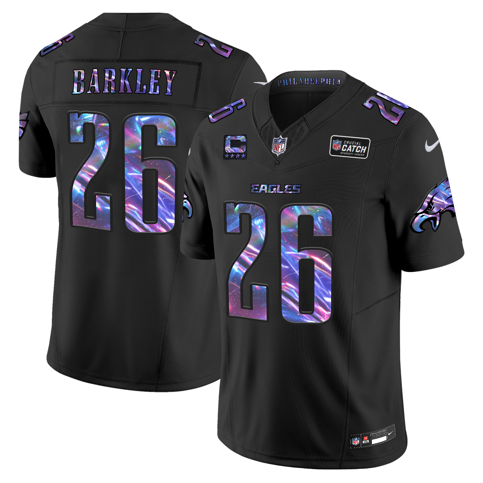 Saquon Barkley Men's Philadelphia Eagles 2024 Crucial Catch Vapor Limited Black Jersey - All Stitched
