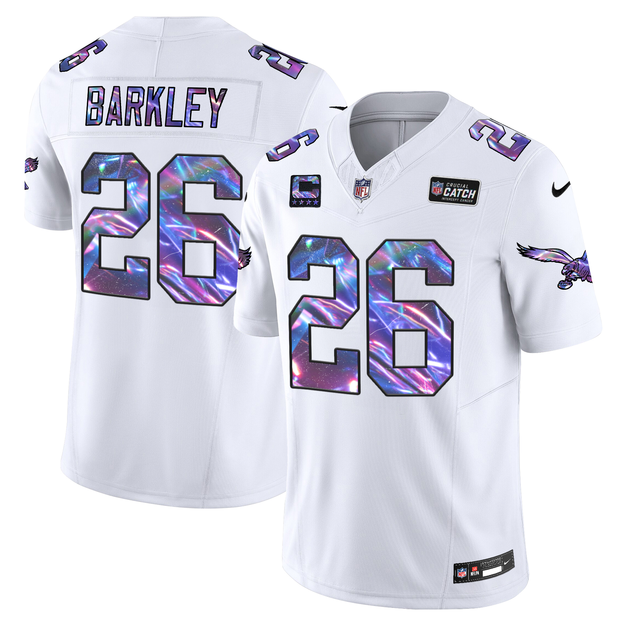 Saquon Barkley Men's Philadelphia Eagles 2024 Crucial Catch Vapor Limited White Jersey - All Stitched