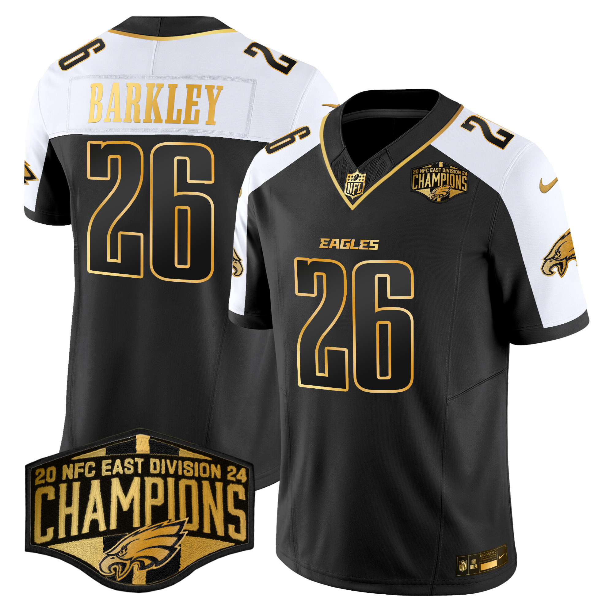Saquon Barkley Men's Philadelphia Eagles 2024 NFC East Division Champions Gold Vapor Limited Alternate Jersey - All Stitched
