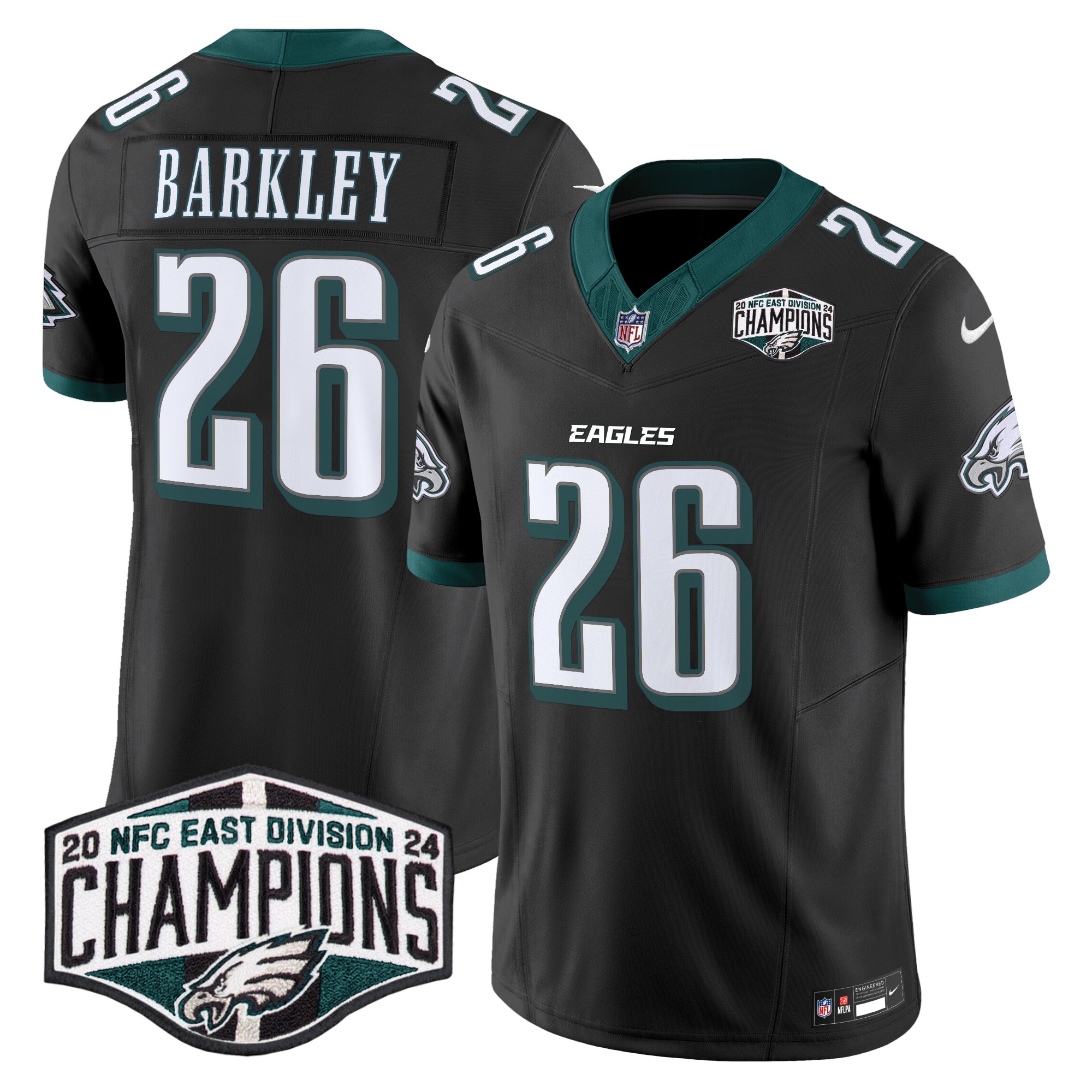 Saquon Barkley Men's Philadelphia Eagles 2024 NFC East Division Champions Vapor Limited Black Jersey - All Stitched