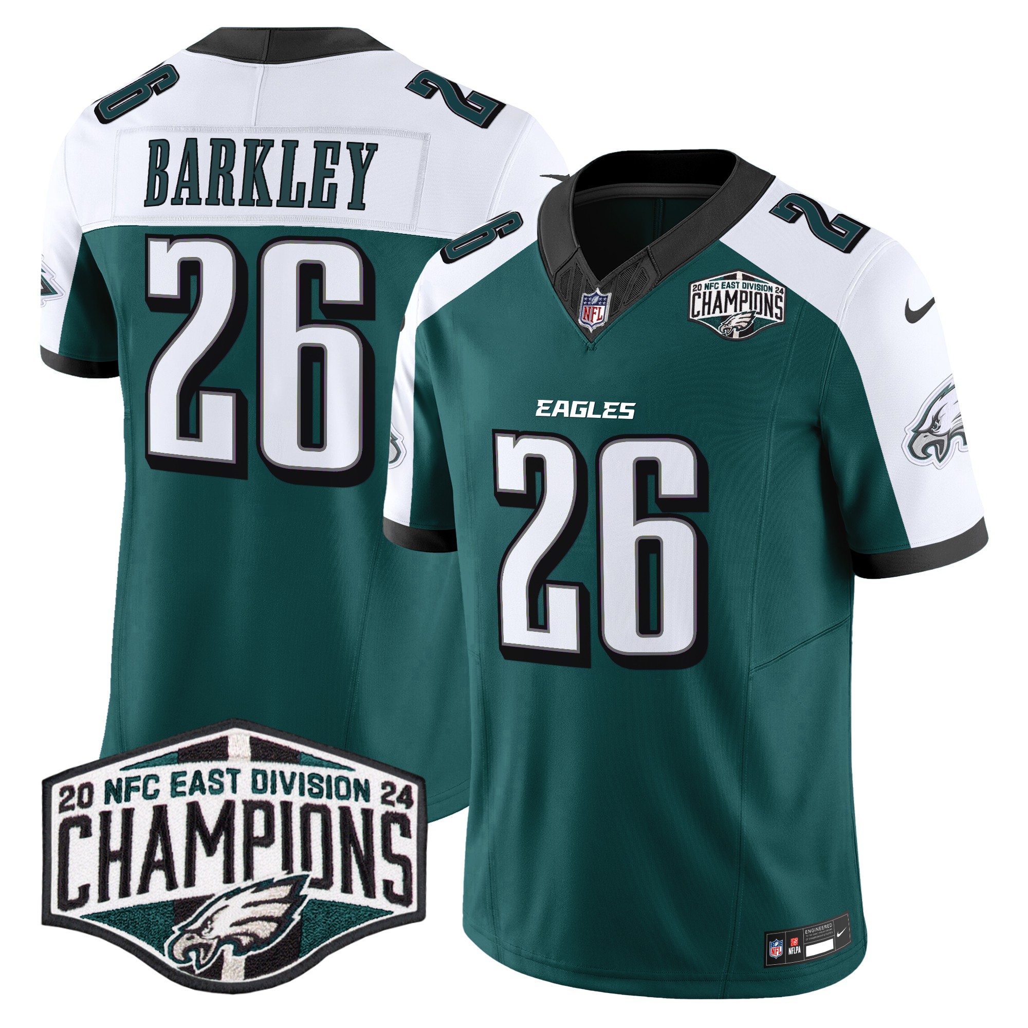 Saquon Barkley Men's Philadelphia Eagles 2024 NFC East Division Champions Vapor Limited Green Alternate Jersey - All Stitched