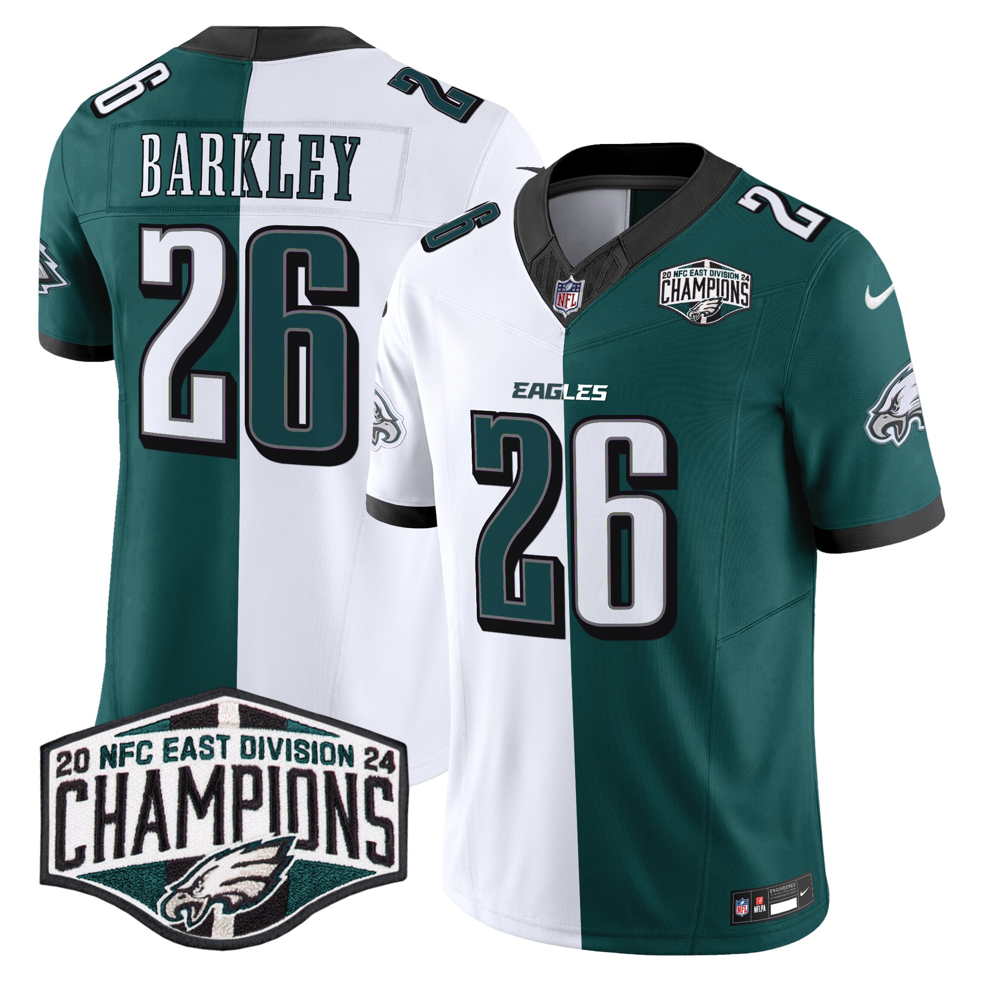 Saquon Barkley Men's Philadelphia Eagles 2024 NFC East Division Champions Vapor Limited Split Jersey - All Stitched