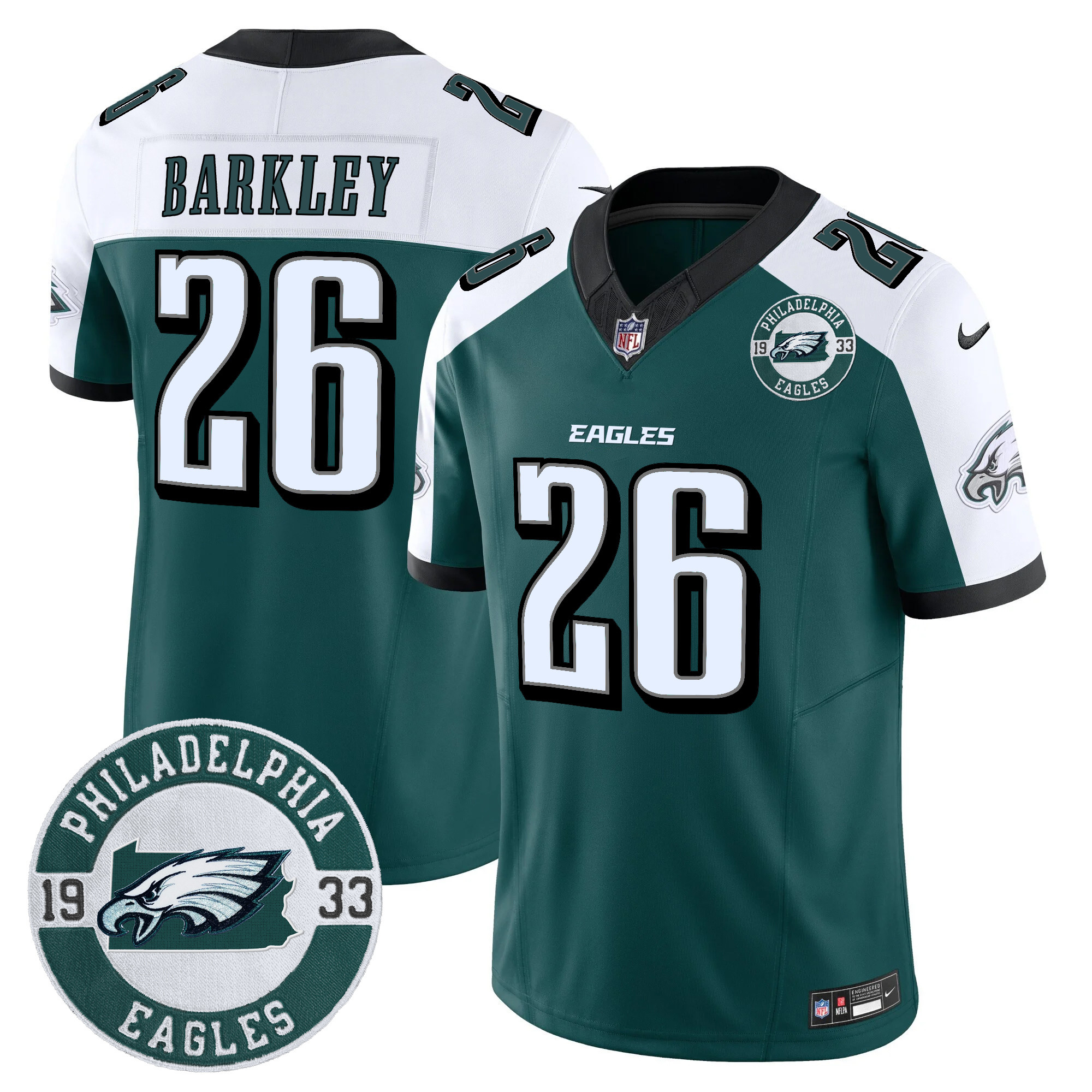 Saquon Barkley Men's Philadelphia Eagles 2024 Vapor Limited Alternate Jersey - All Stitched