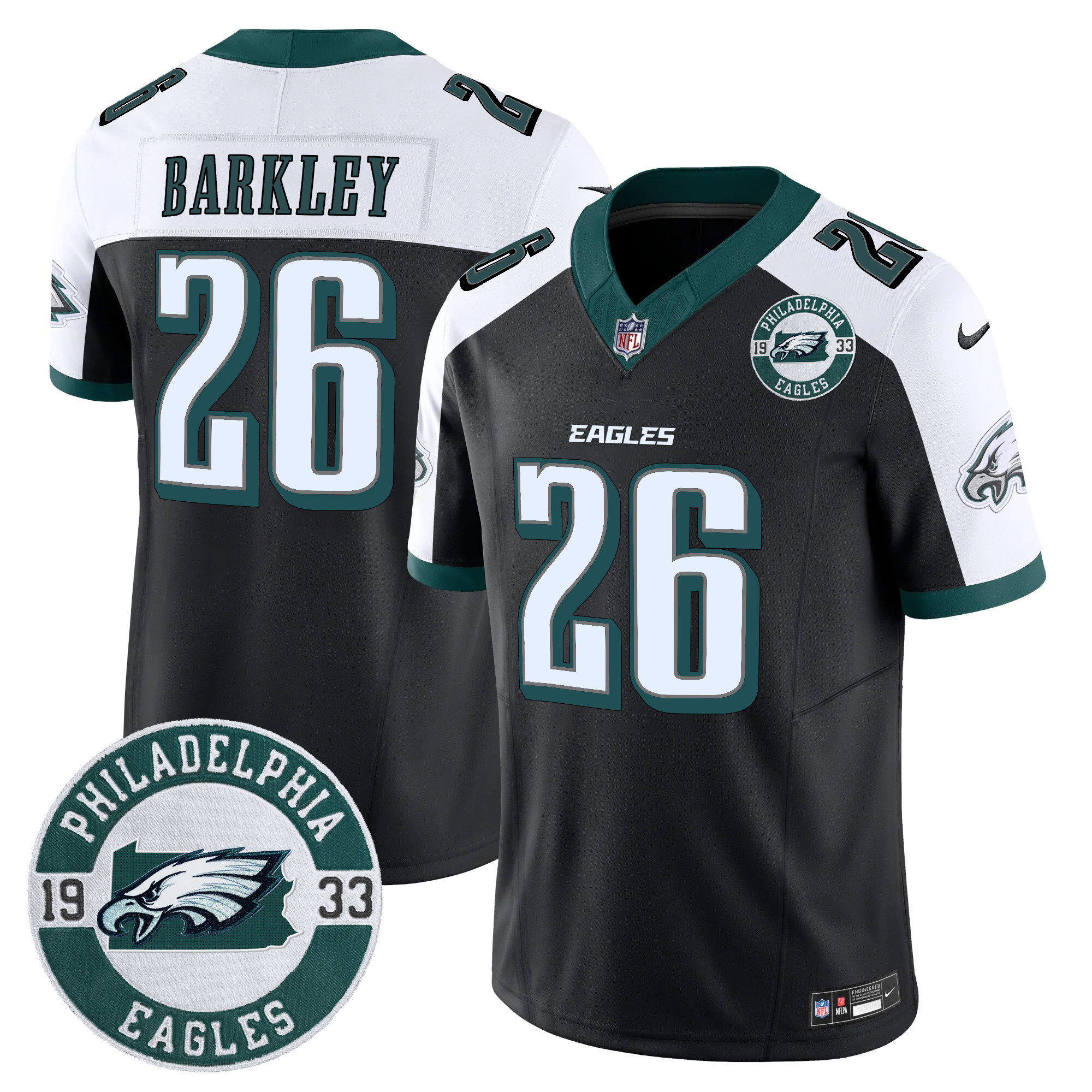 Saquon Barkley Men's Philadelphia Eagles 2024 Vapor Limited Black Alternate Jersey - All Stitched