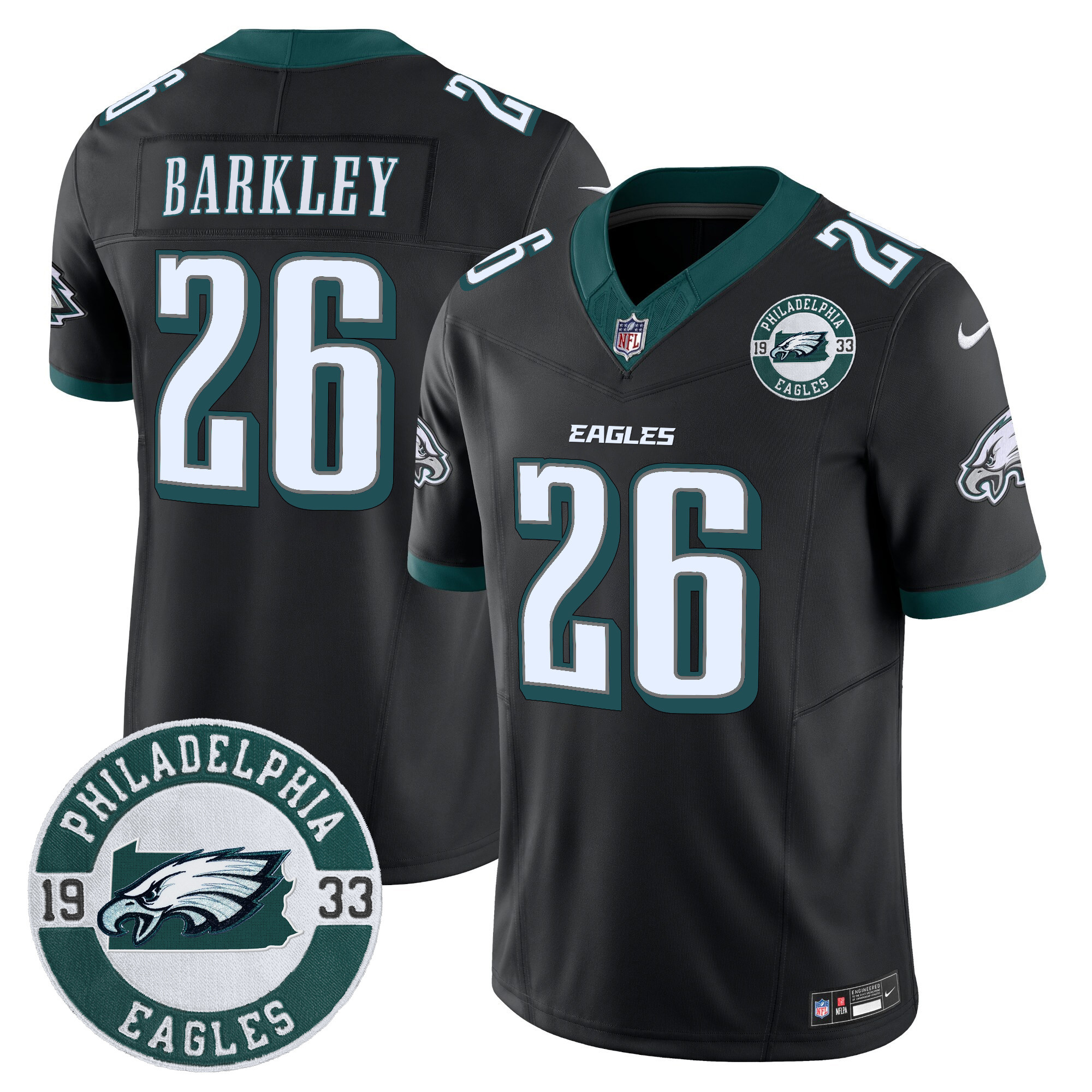 Saquon Barkley Men's Philadelphia Eagles 2024 Vapor Limited Black Jersey - All Stitched