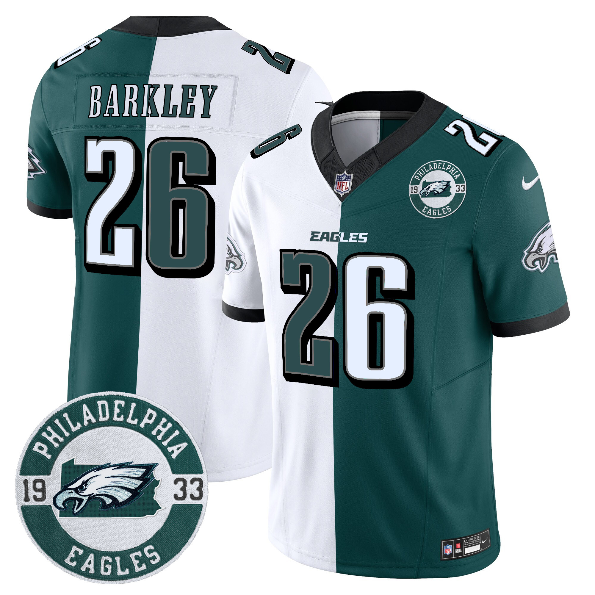 Saquon Barkley Men's Philadelphia Eagles 2024 Vapor Limited Split Jersey - All Stitched