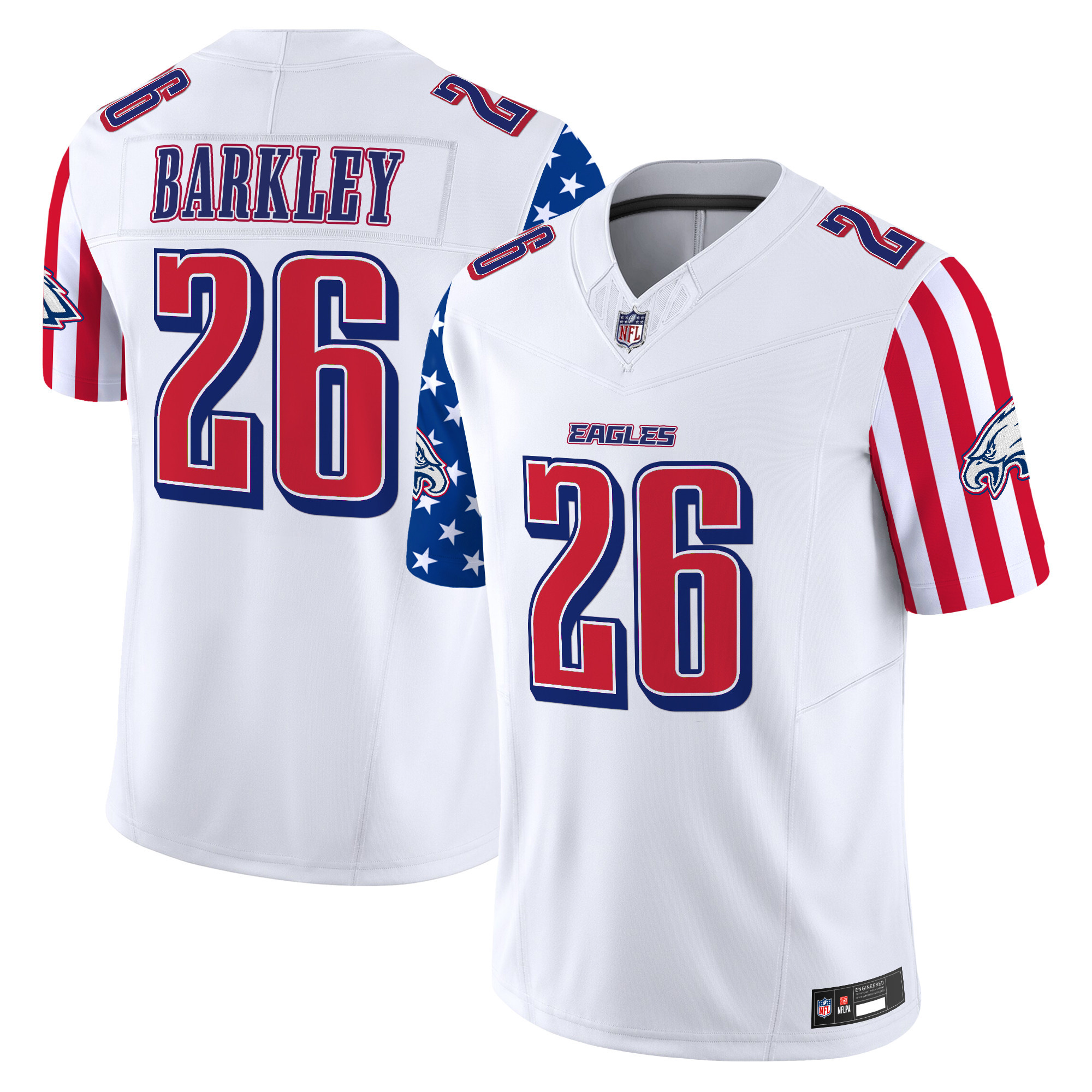 Saquon Barkley Men's Philadelphia Eagles 2025 Independence Day Vapor Limited White Jersey - All Stitched