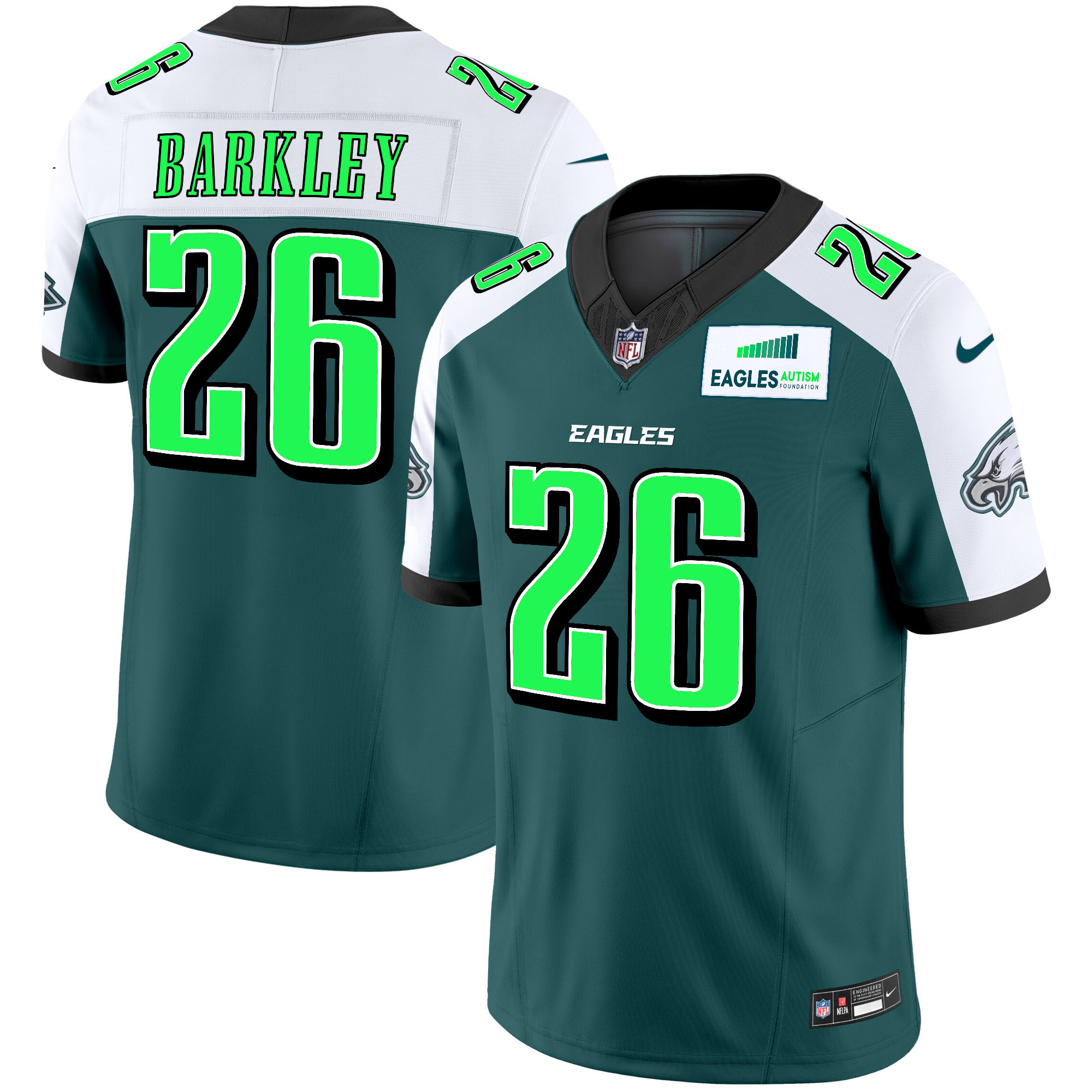 Saquon Barkley Men's Philadelphia Eagles Autism Foundation Patch Vapor Limited Alternate Jersey - All Stitched
