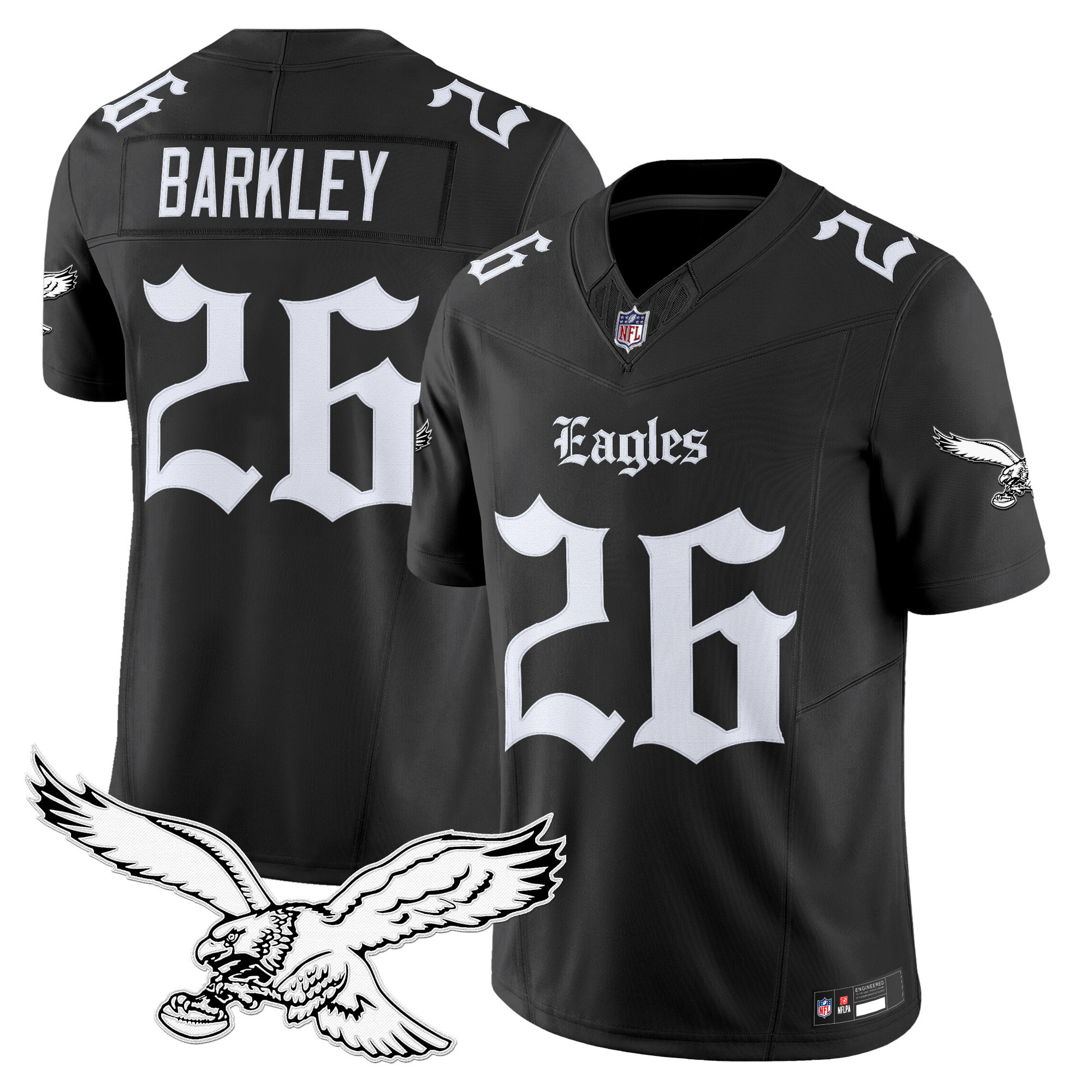 Saquon Barkley Men's Philadelphia Eagles 'Gothic Philly Edition' Vapor Limited Black Jersey - All Stitched
