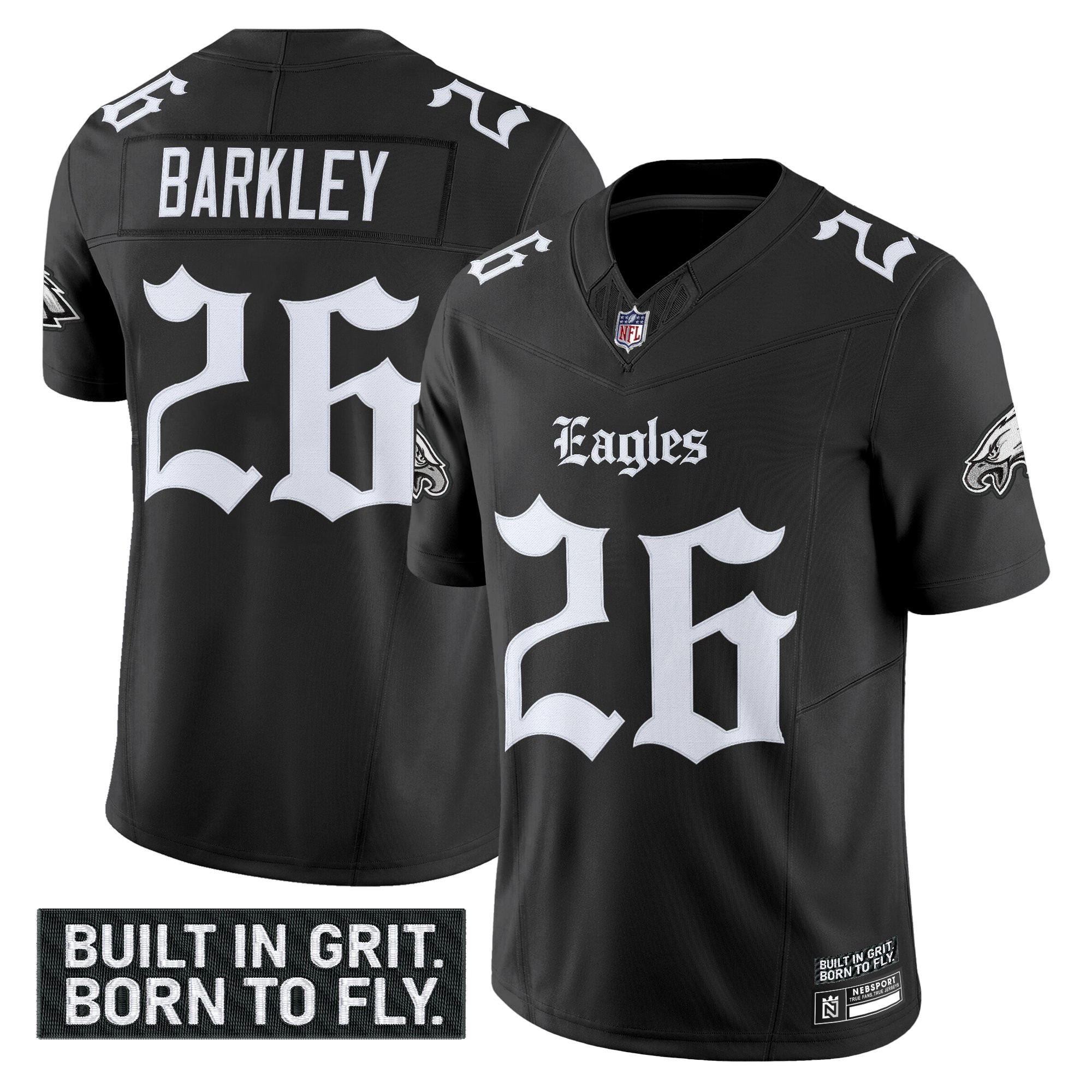 Saquon Barkley Men's Philadelphia Eagles 'Gothic Philly Edition' Vapor Limited Black Jersey - All Stitched