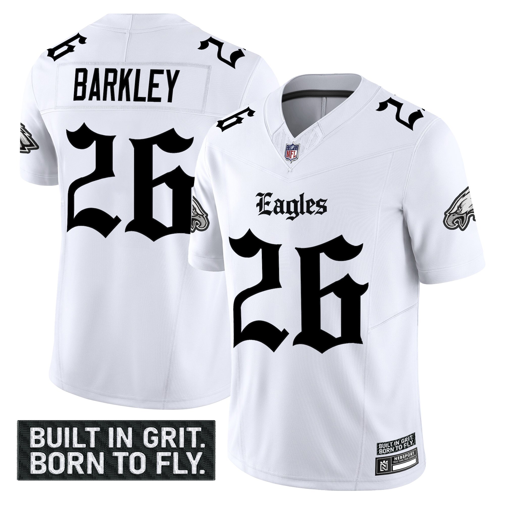 Saquon Barkley Men's Philadelphia Eagles 'Gothic Philly Edition' Vapor Limited White Jersey - All Stitched