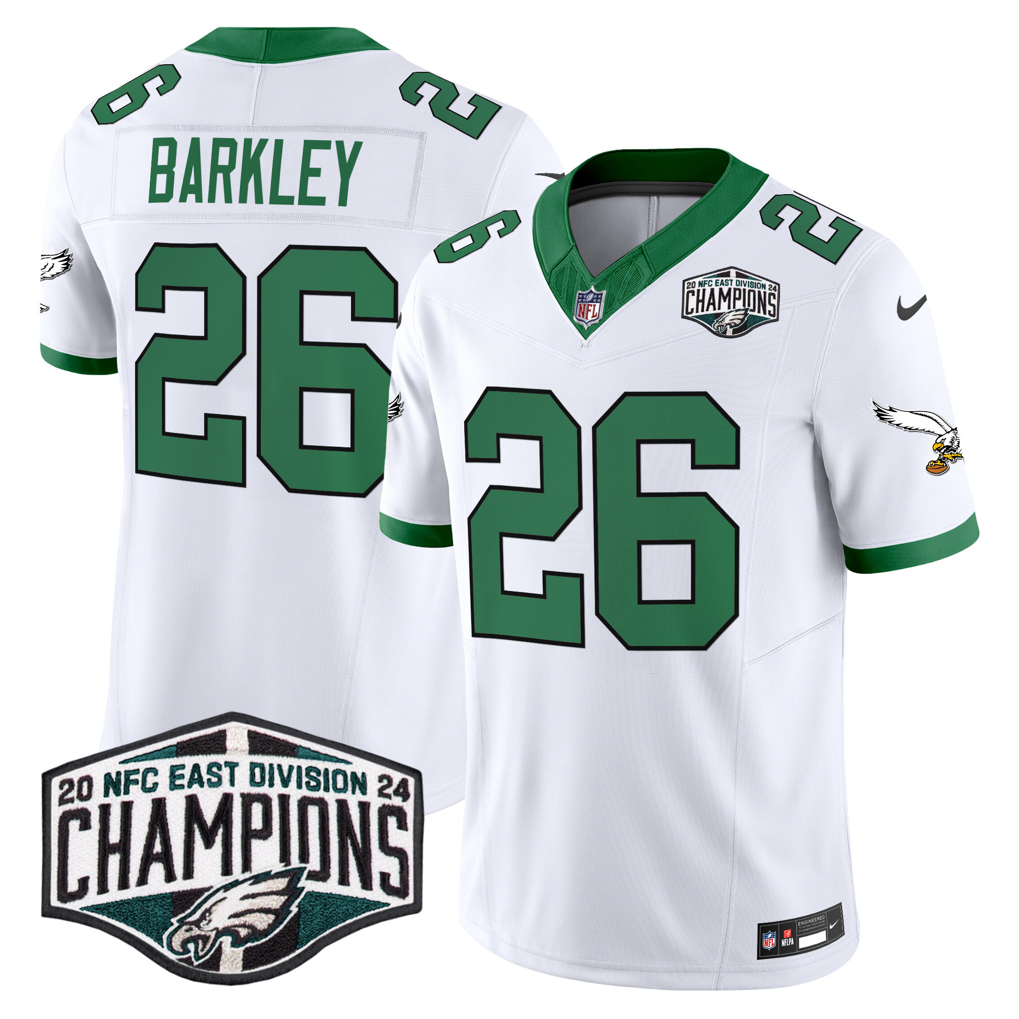 Saquon Barkley Men's Philadelphia Eagles Kelly Green 2024 NFC East Division Champions Vapor Limited Kelly White Jersey - All Stitched
