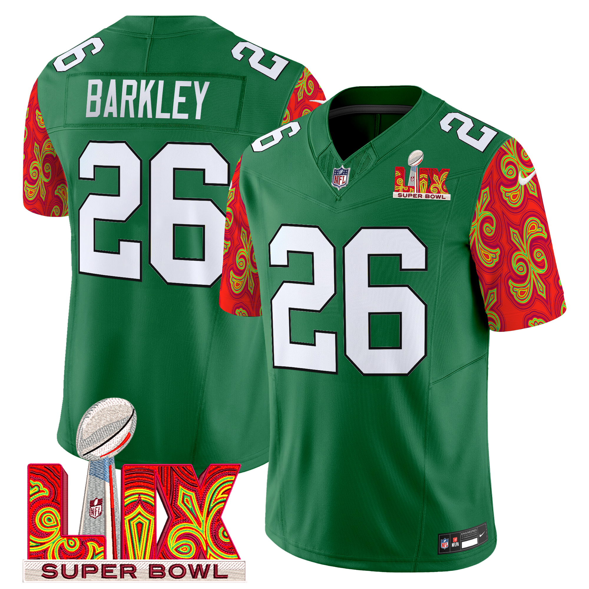 Saquon Barkley Men's Philadelphia Eagles Kelly Green Super Bowl LIX Style Vapor Limited Kelly Green Jersey - All Stitched