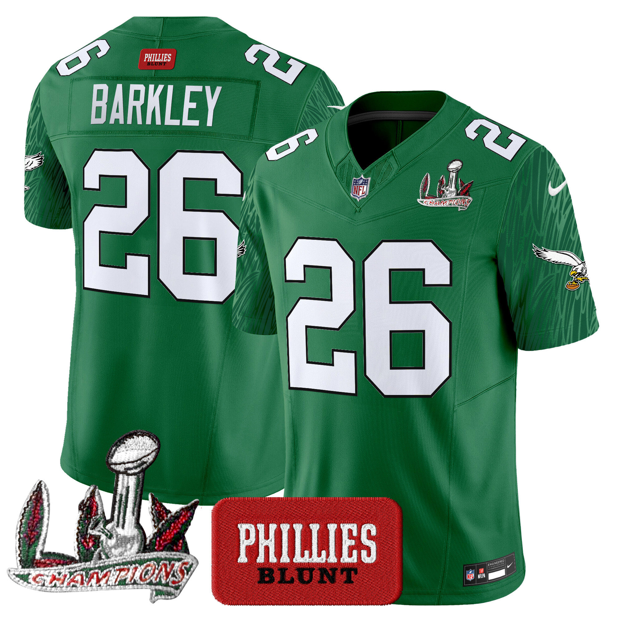 Saquon Barkley Men's Philadelphia Eagles Phillies Blunt Vapor Limited Jersey - Stitched Kelly Green Jersey - All Stitched