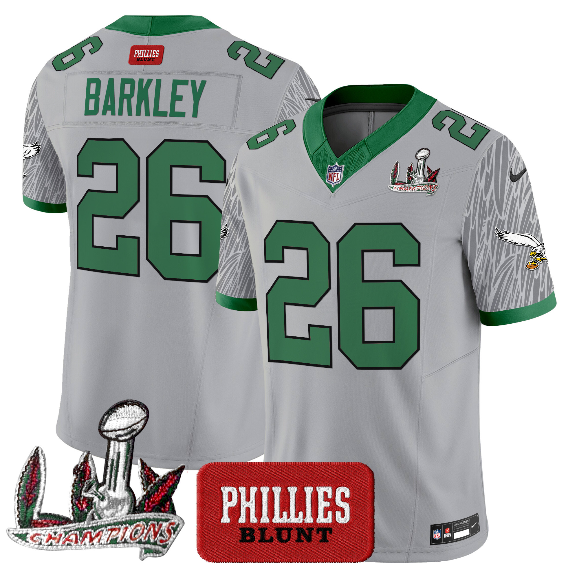 Saquon Barkley Men's Philadelphia Eagles Phillies Blunt Vapor Limited Jersey - Stitched Smoke Jersey - All Stitched