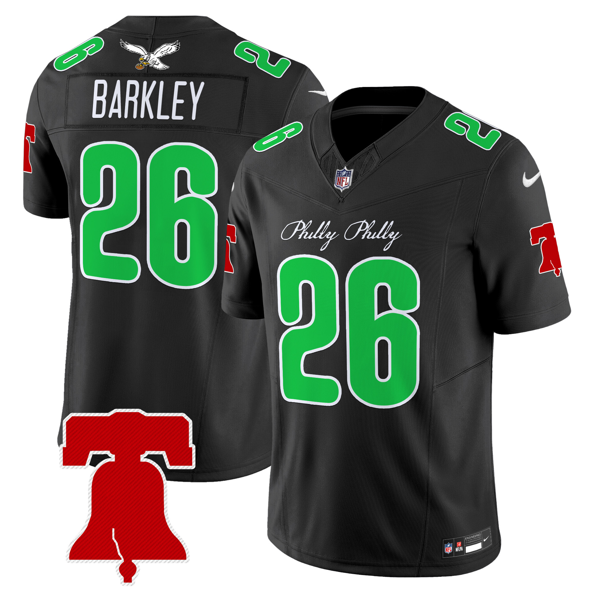Saquon Barkley Men's Philadelphia Eagles Philly Phanatic Style Vapor Limited Black Jersey - All Stitched
