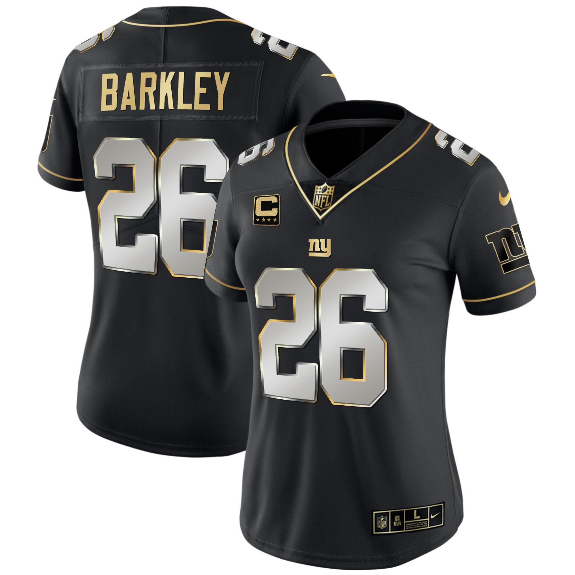 Saquon Barkley Women's New York Giants Vapor Gold Black Limited Jersey - All Stitched