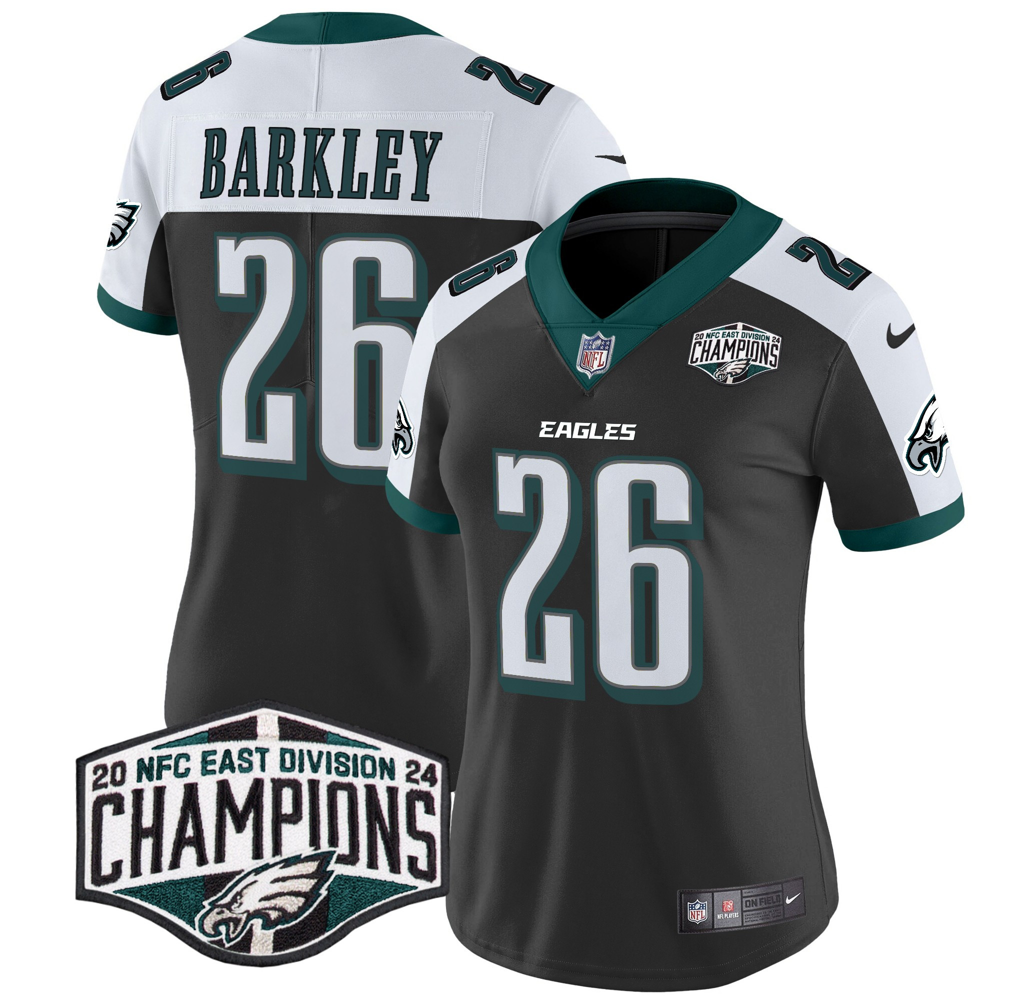 Saquon Barkley Women's Philadelphia Eagles 2024 NFC East Division Champions Vapor Limited Black Alternate Jersey - All Stitched