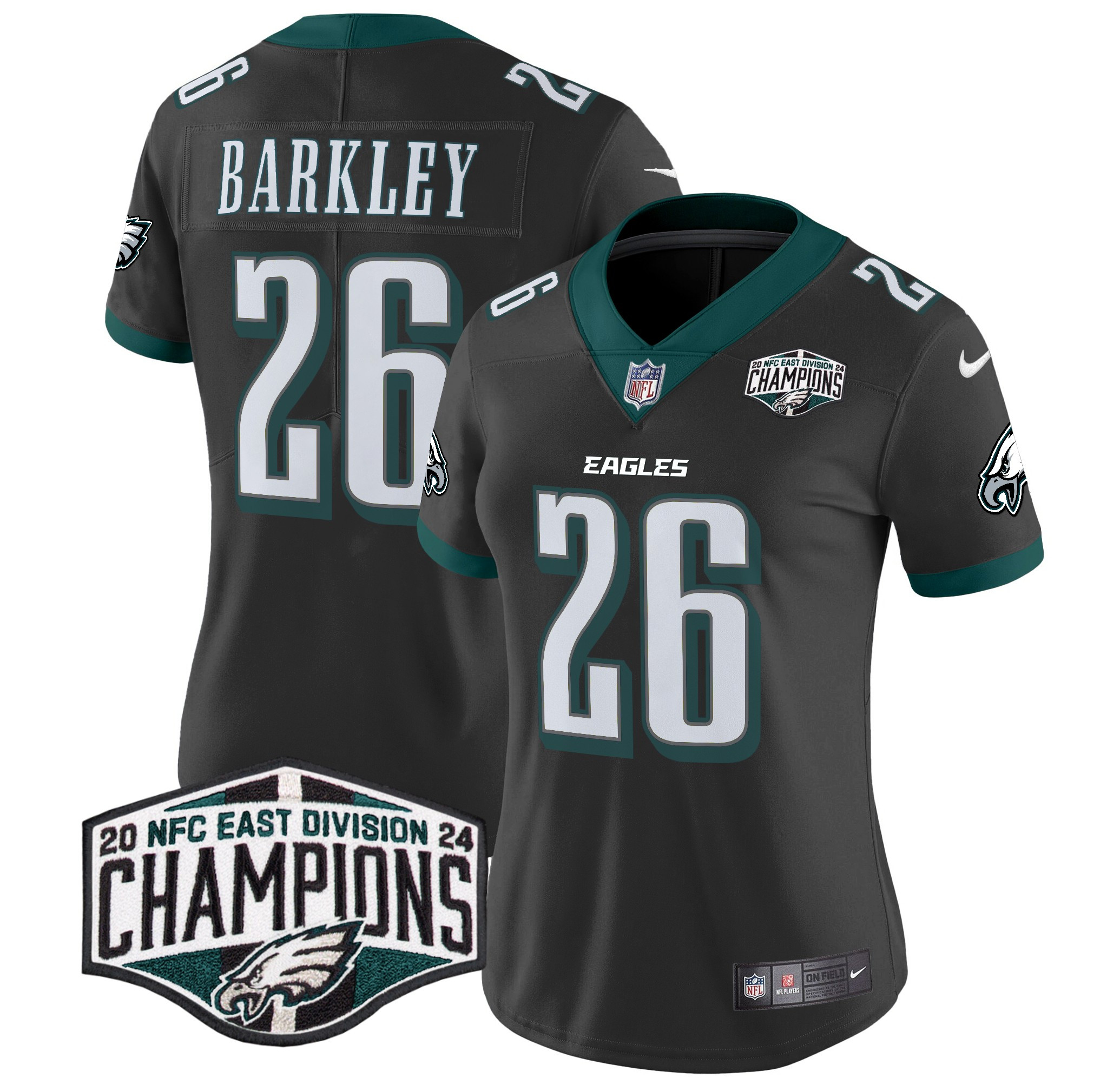Saquon Barkley Women's Philadelphia Eagles 2024 NFC East Division Champions Vapor Limited Black Jersey - All Stitched