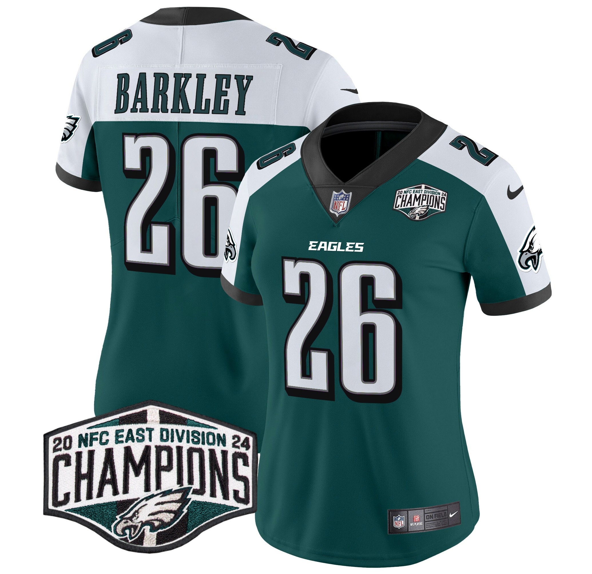 Saquon Barkley Women's Philadelphia Eagles 2024 NFC East Division Champions Vapor Limited Green Alternate Jersey - All Stitched