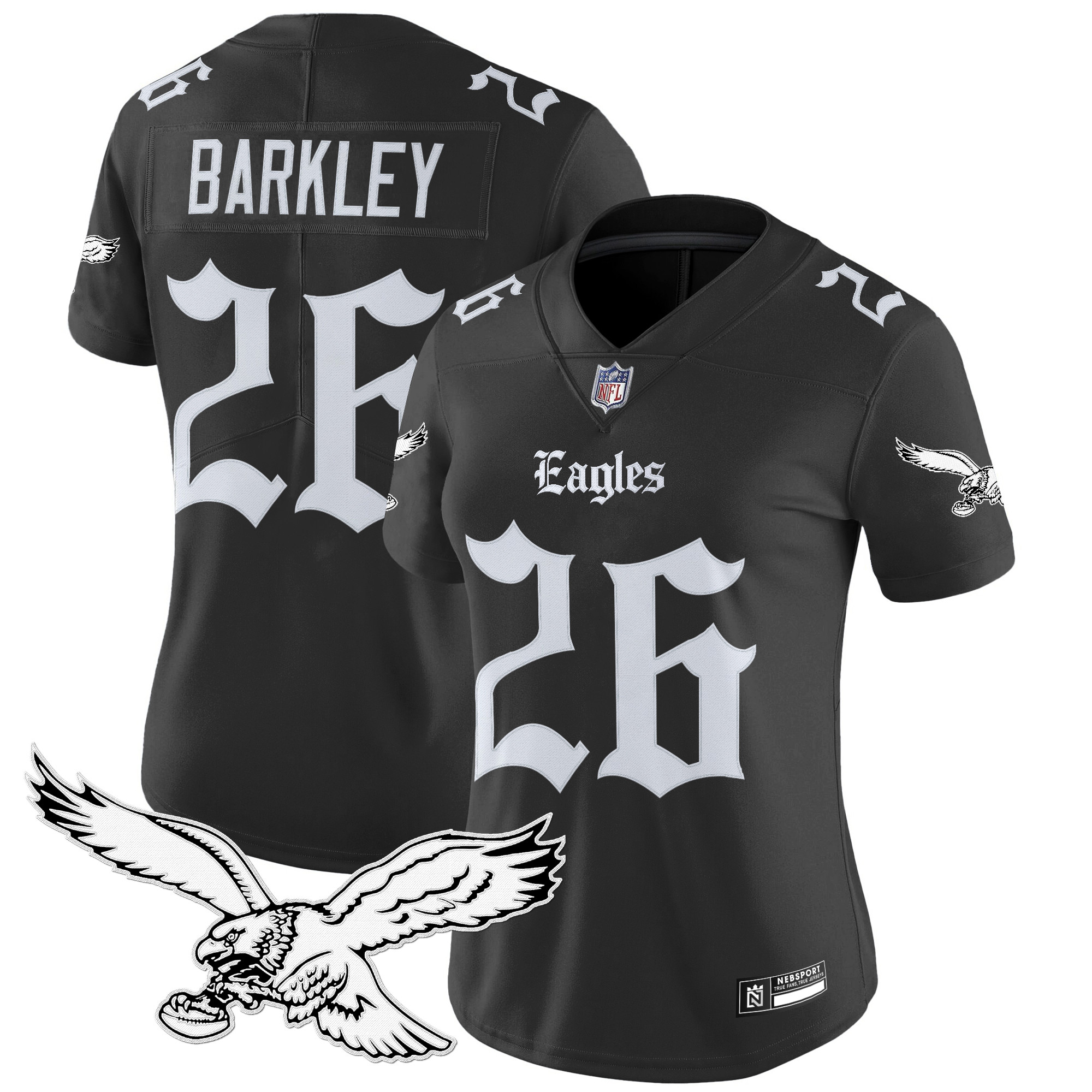 Saquon Barkley Women's Philadelphia Eagles 'Gothic Philly Edition' Vapor Limited Black Jersey - All Stitched
