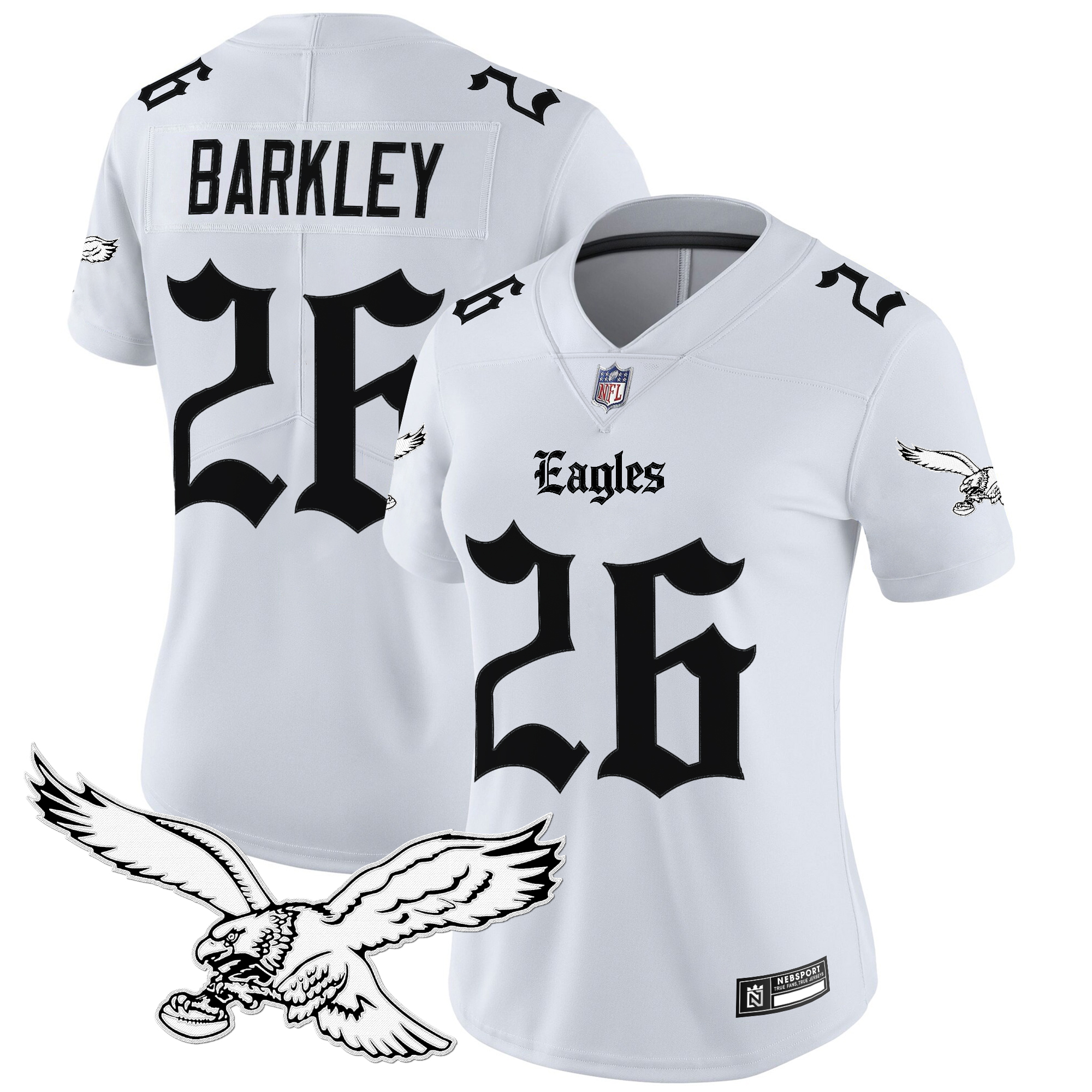 Saquon Barkley Women's Philadelphia Eagles 'Gothic Philly Edition' Vapor Limited White Jersey - All Stitched