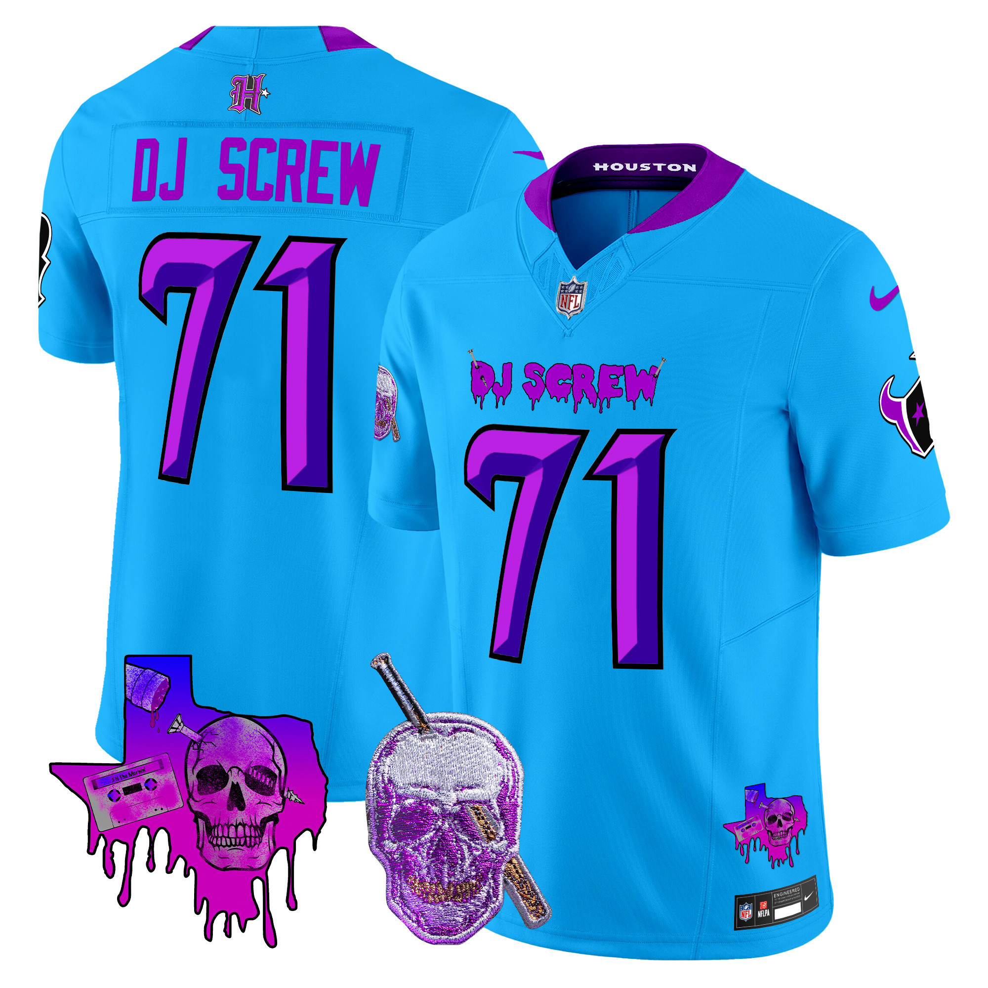 Screw 1971 Men's Houston Texans DJ Screw Vapor Limited Blue Jersey - All Stitched